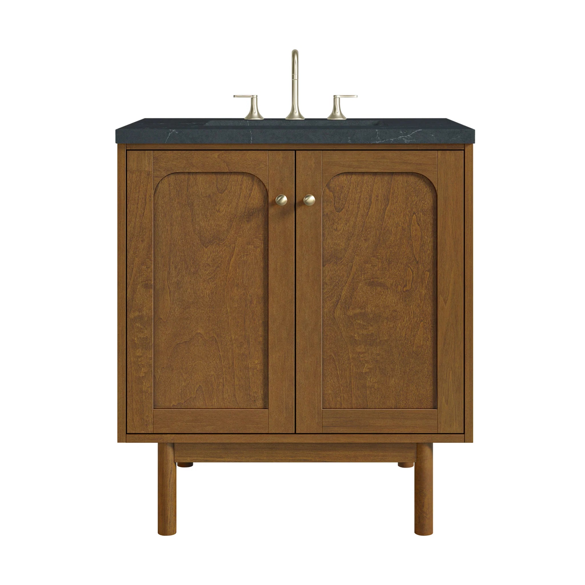 30" Laurent Single Vanity in Honey Oak by James Martin Vanities-Charcoal Soapstone Silestone
