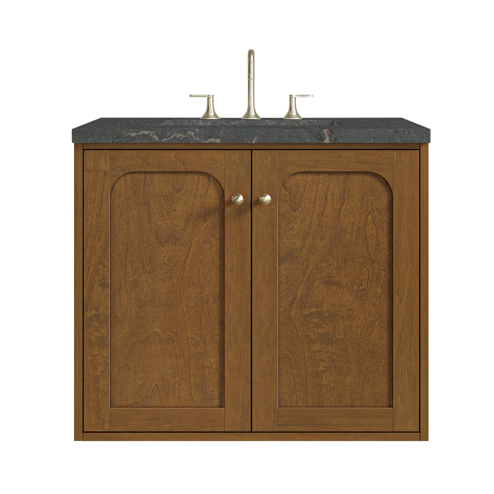 30" Laurent Single Vanity in Honey Oak by James Martin Vanities-Parisien Bleu Silestone 1