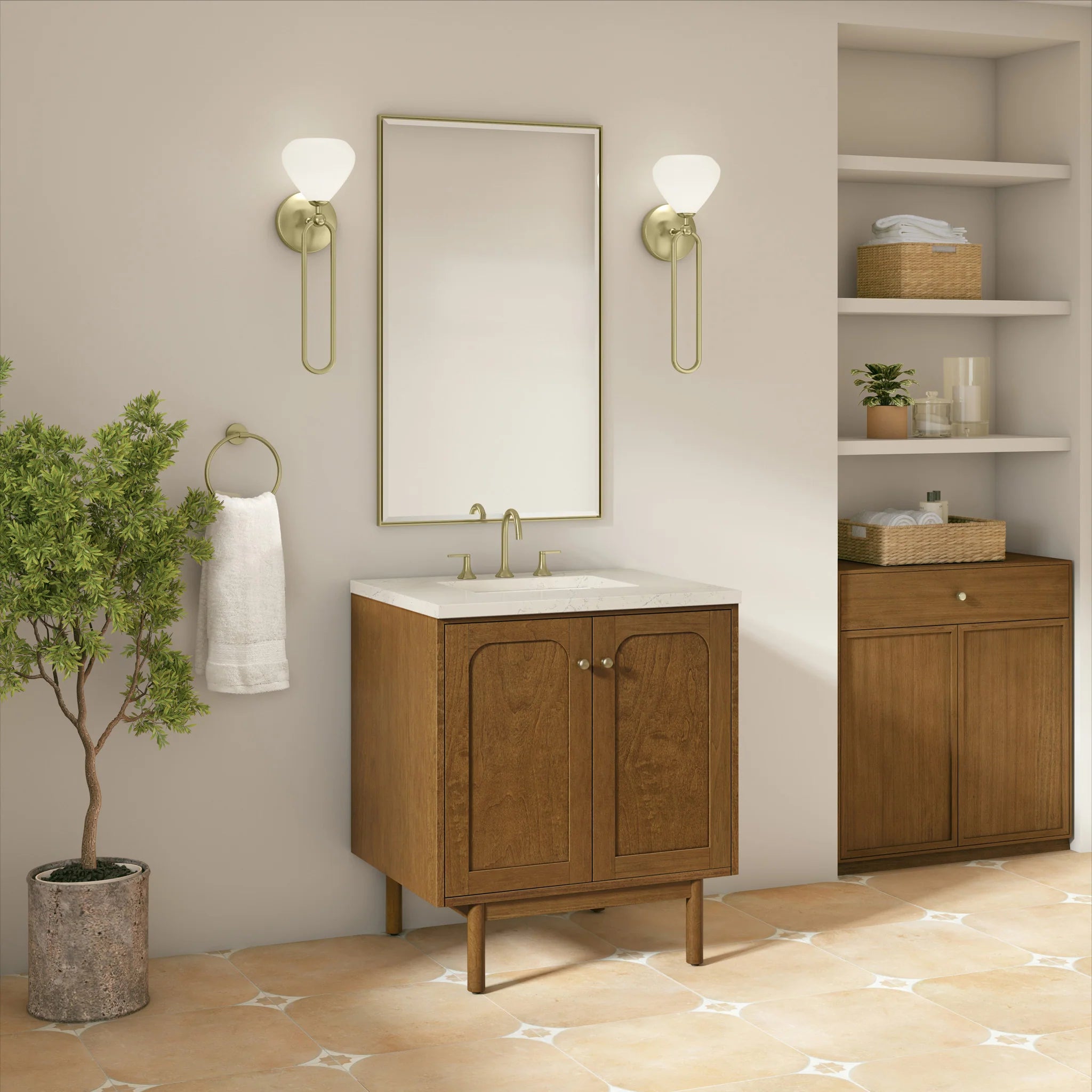 30" Laurent Single Vanity in Honey Oak by James Martin Vanities-Siberian Silestone 4