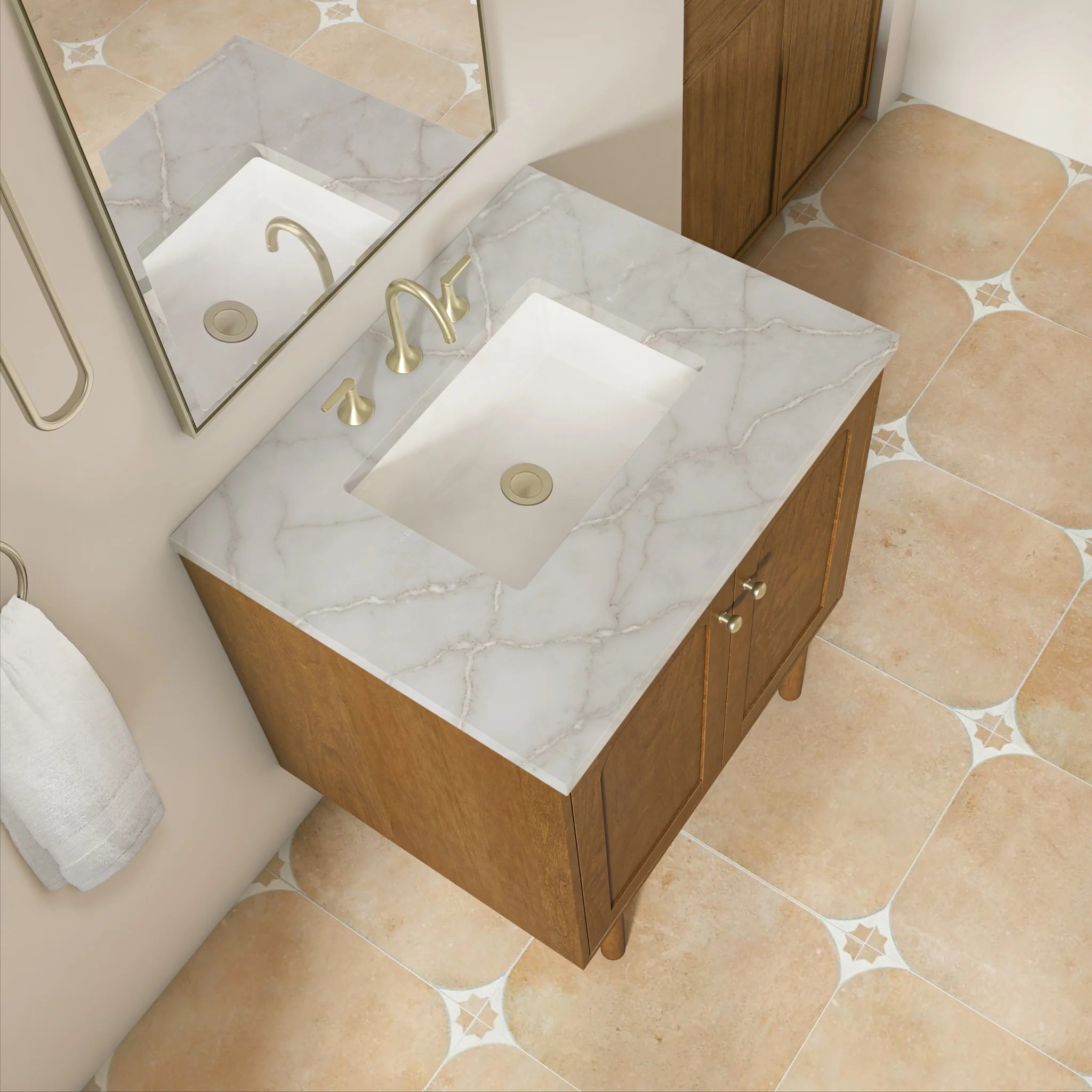 30" Laurent Single Vanity in Honey Oak by James Martin Vanities-Victorian Silver Silestone 8