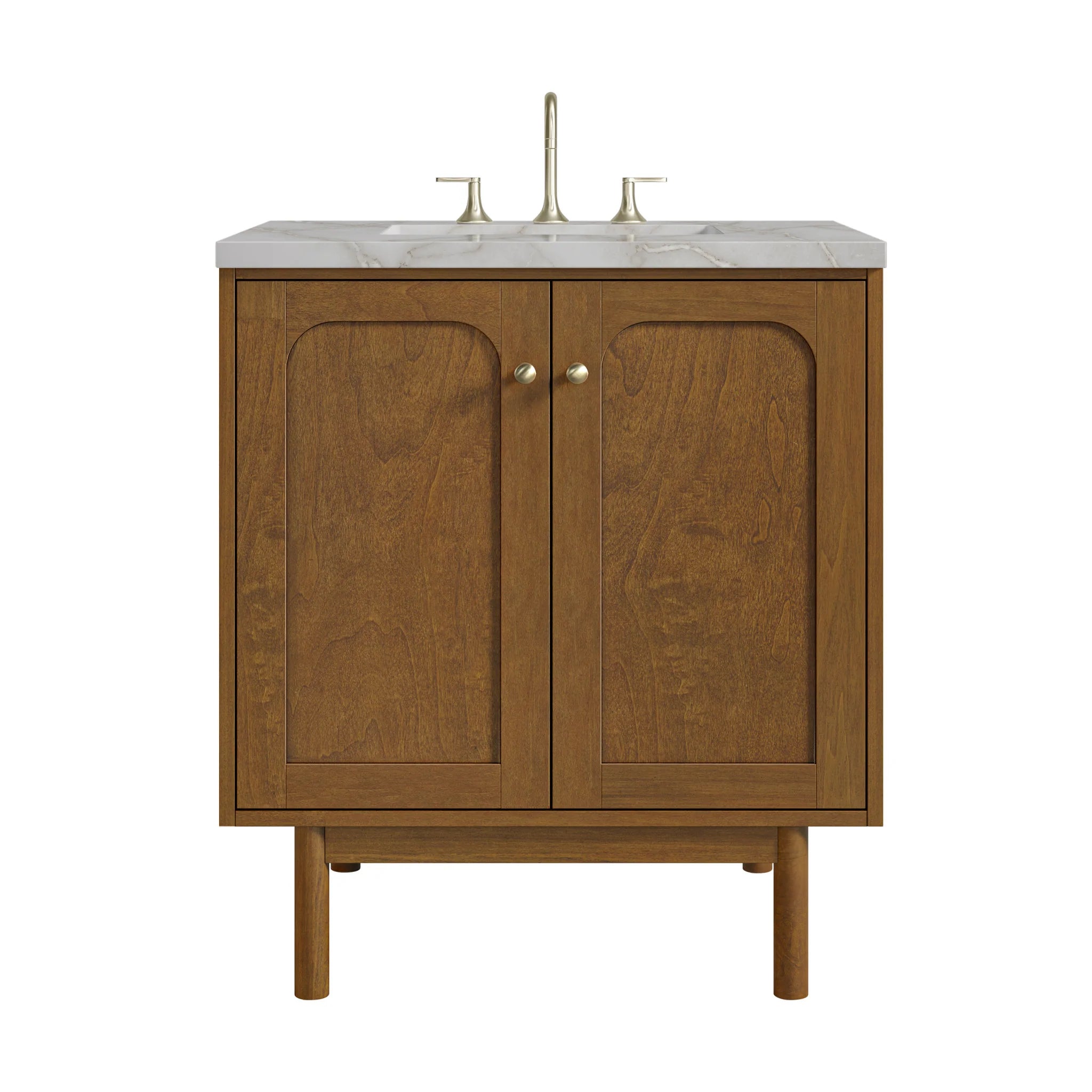 30" Laurent Single Vanity in Honey Oak by James Martin Vanities-Victorian Silver Silestone