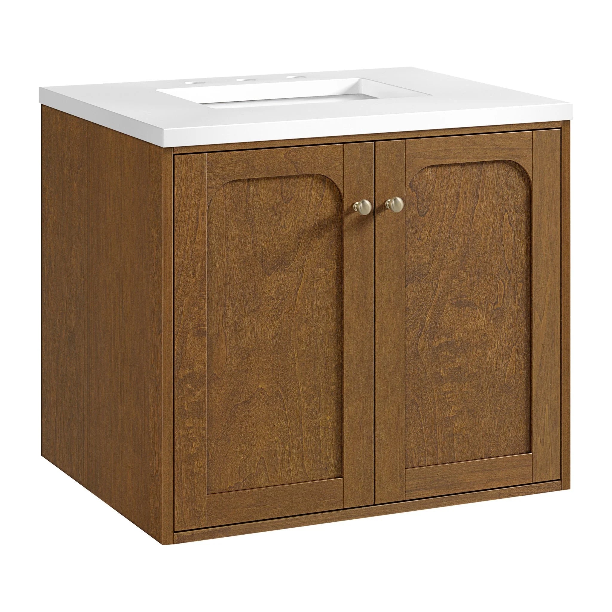 30" Laurent Single Vanity in Honey Oak by James Martin Vanities-White Zeus Silestone 22