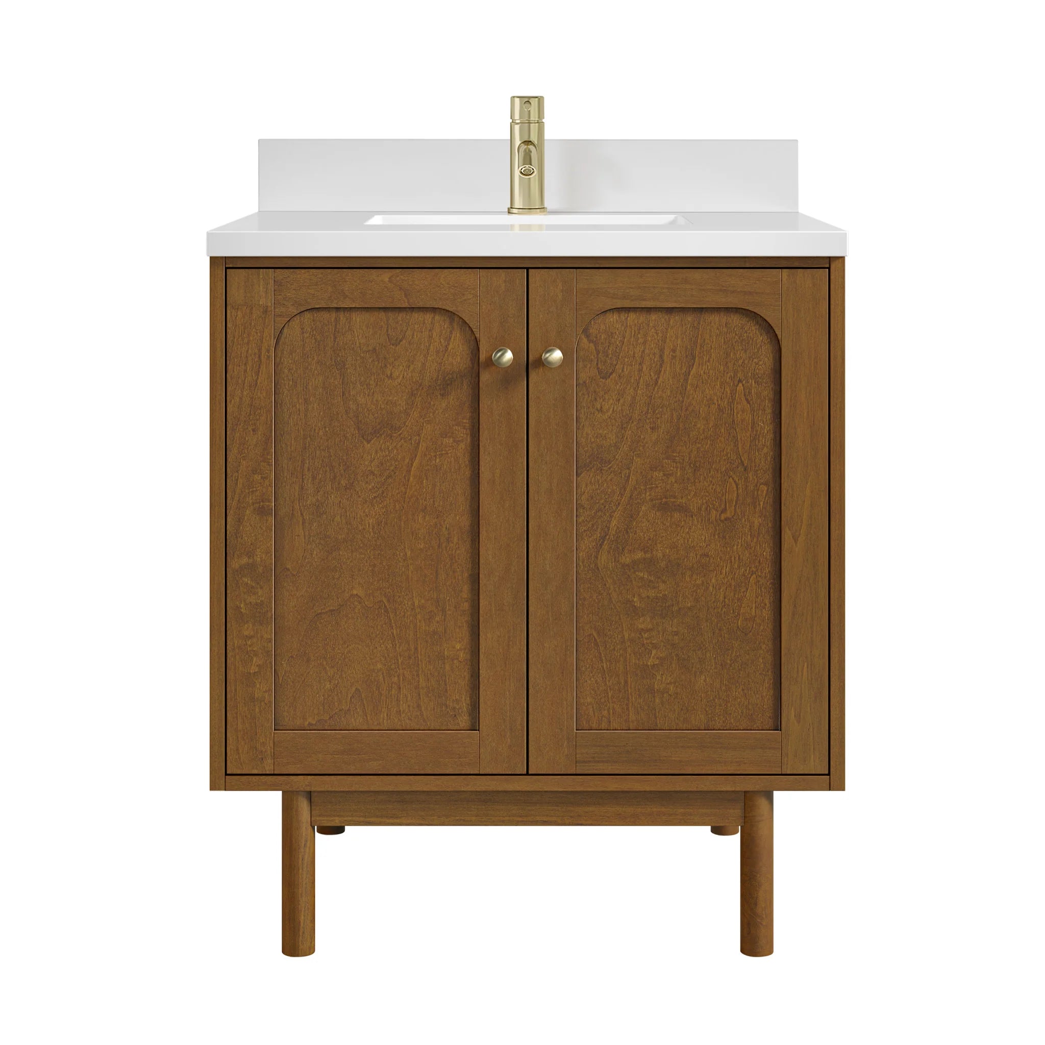 30" Laurent Single Vanity in Honey Oak by James Martin Vanities-White Zeus Silestone & Backsplash 1