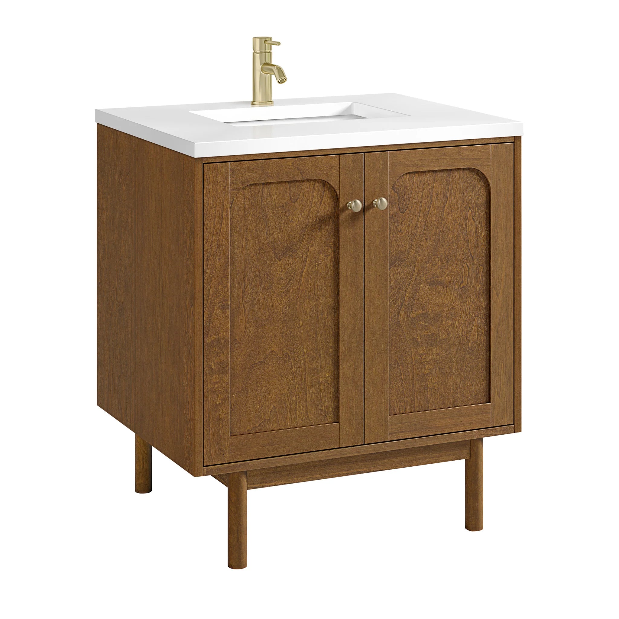 30" Laurent Single Vanity in Honey Oak by James Martin Vanities-White Zeus Silestone & Backsplash 13