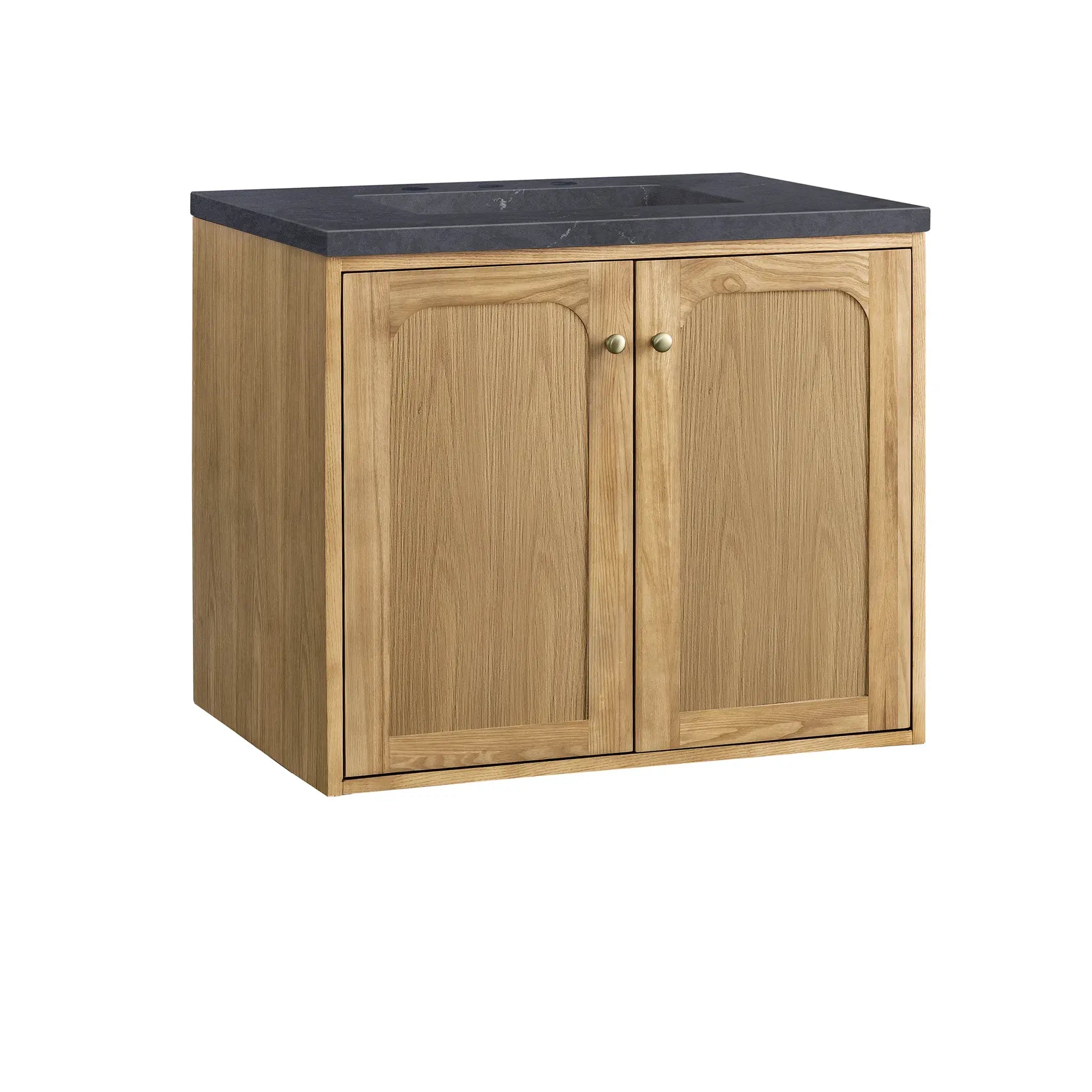 30" Laurent Single Vanity in Light Natural Oak-Charcoal Soapstone Silestone-8" Widespread image 12