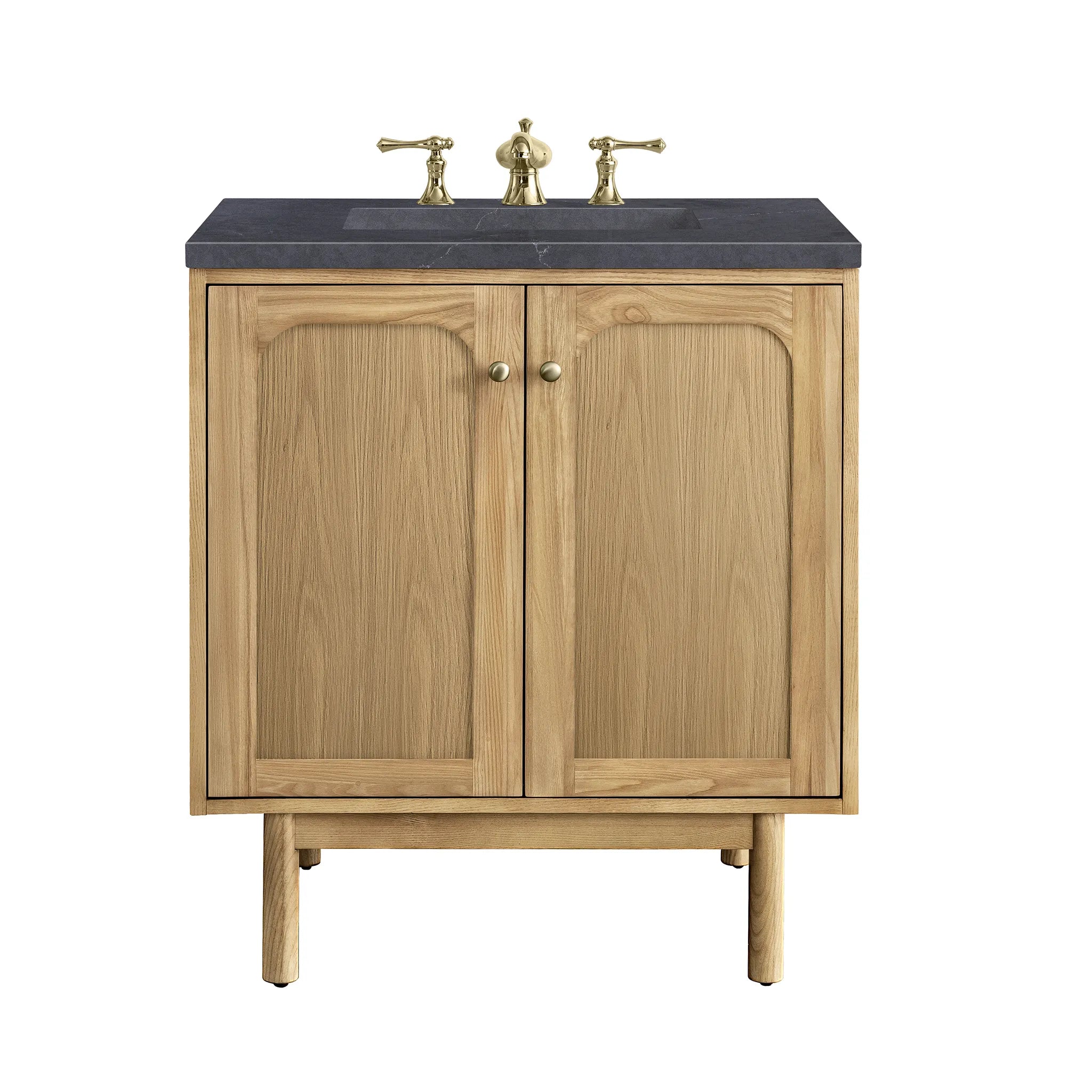 30" Laurent Single Vanity in Light Natural Oak-Charcoal Soapstone Silestone-8" Widespread image