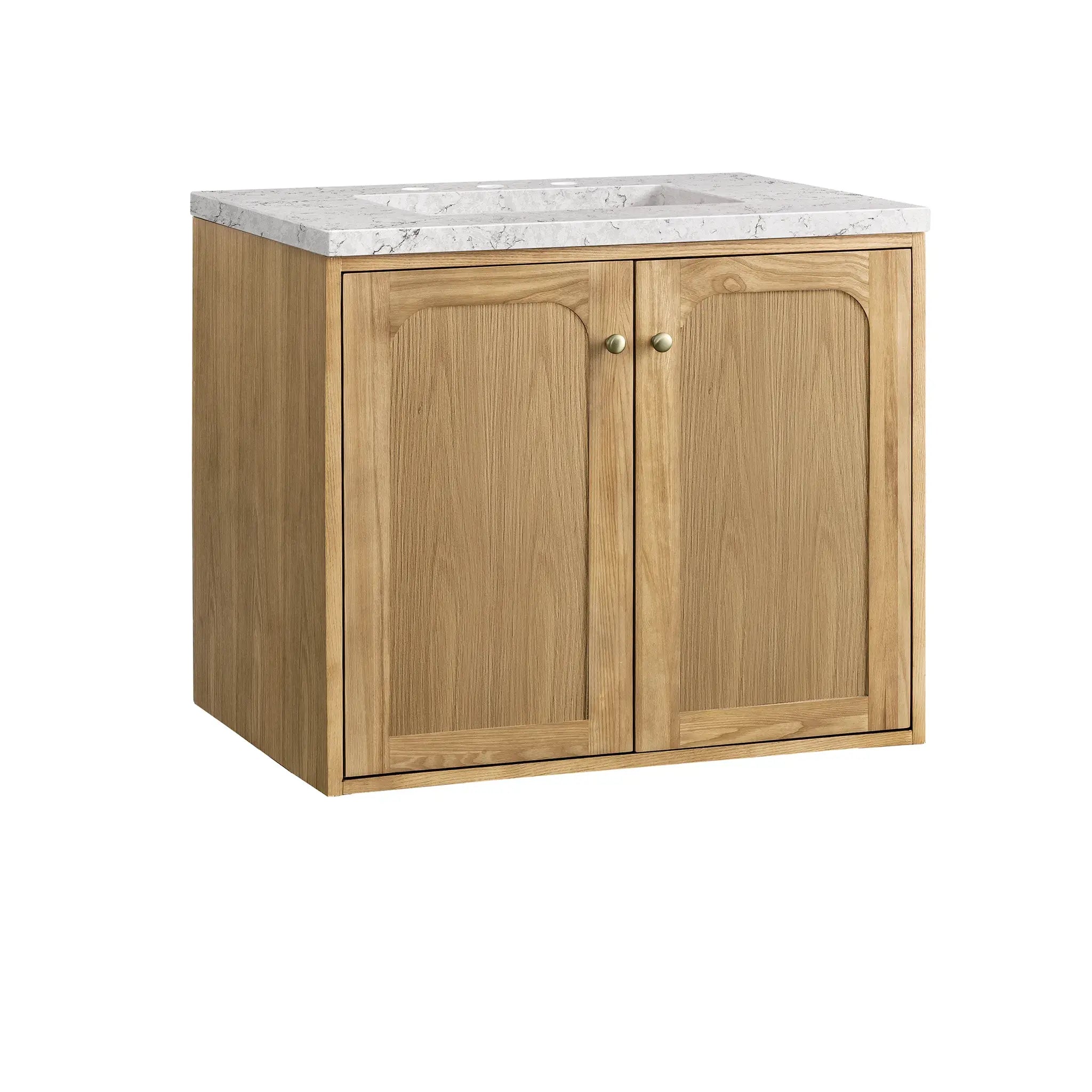 30" Laurent Single Vanity in Light Natural Oak-Eternal Jasmine Pearl Silestone-8" Widespread image 12