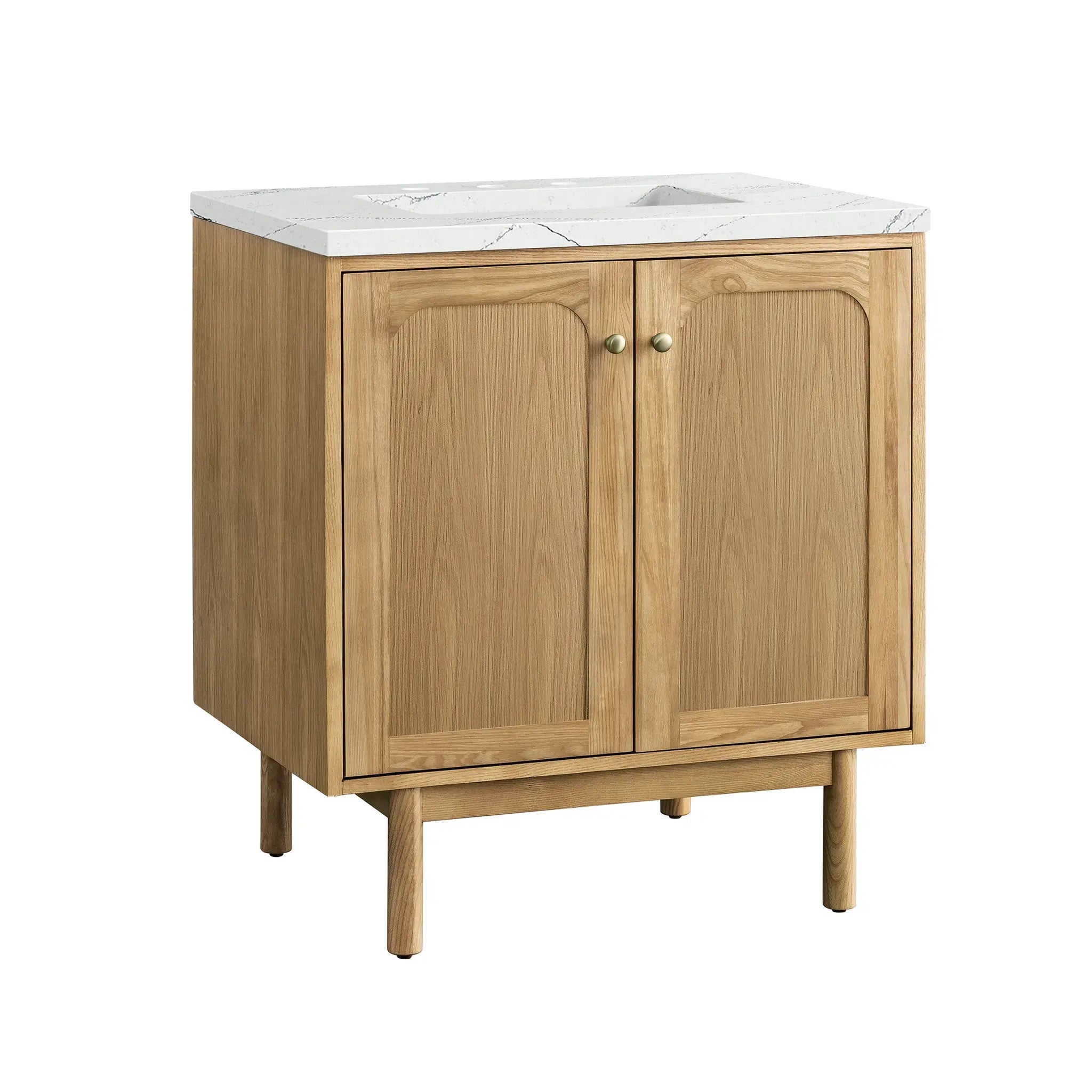 30" Laurent Single Vanity in Light Natural Oak-Ethereal Noctis Silestone-8" Widespread image 11