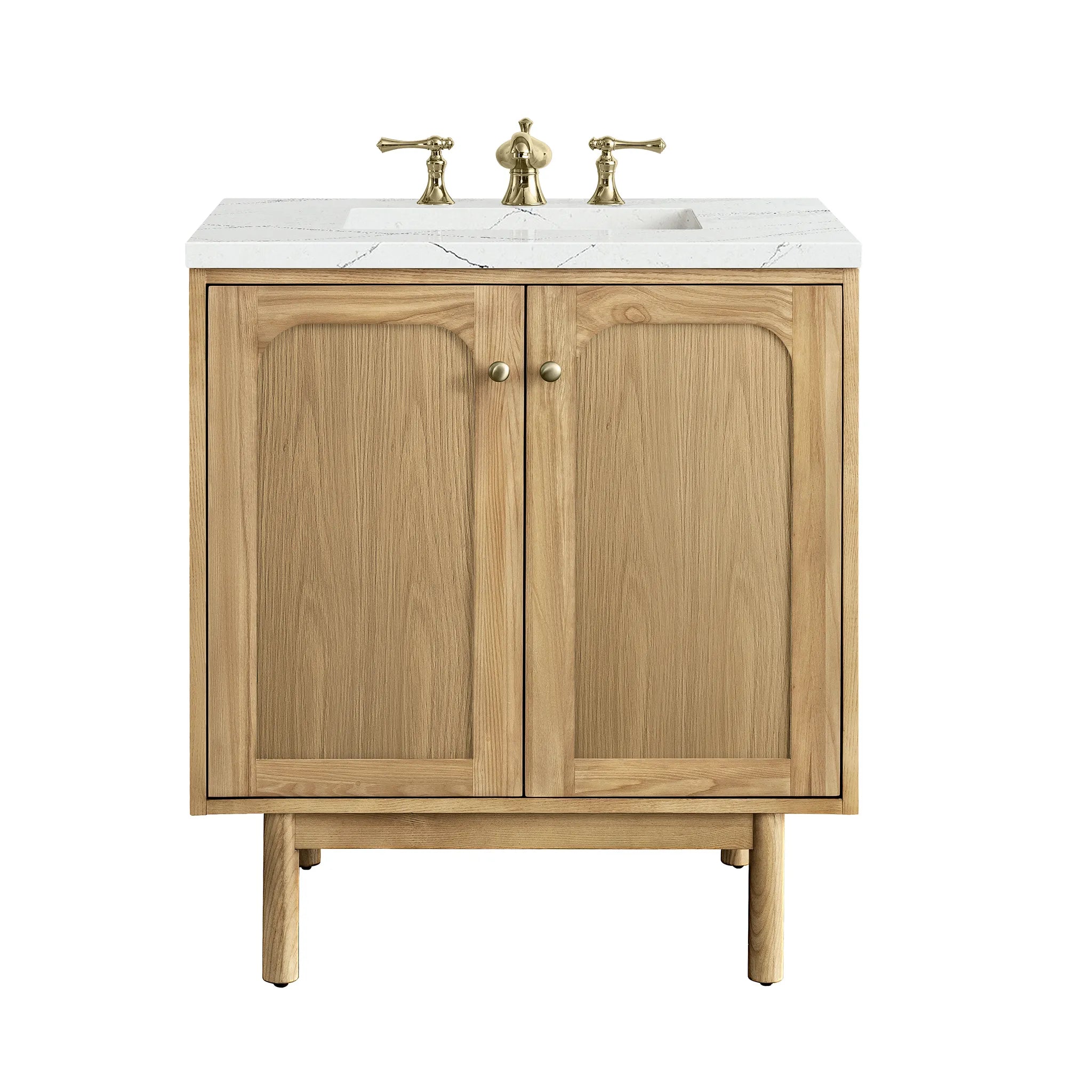 30" Laurent Single Vanity in Light Natural Oak-Ethereal Noctis Silestone-8" Widespread image