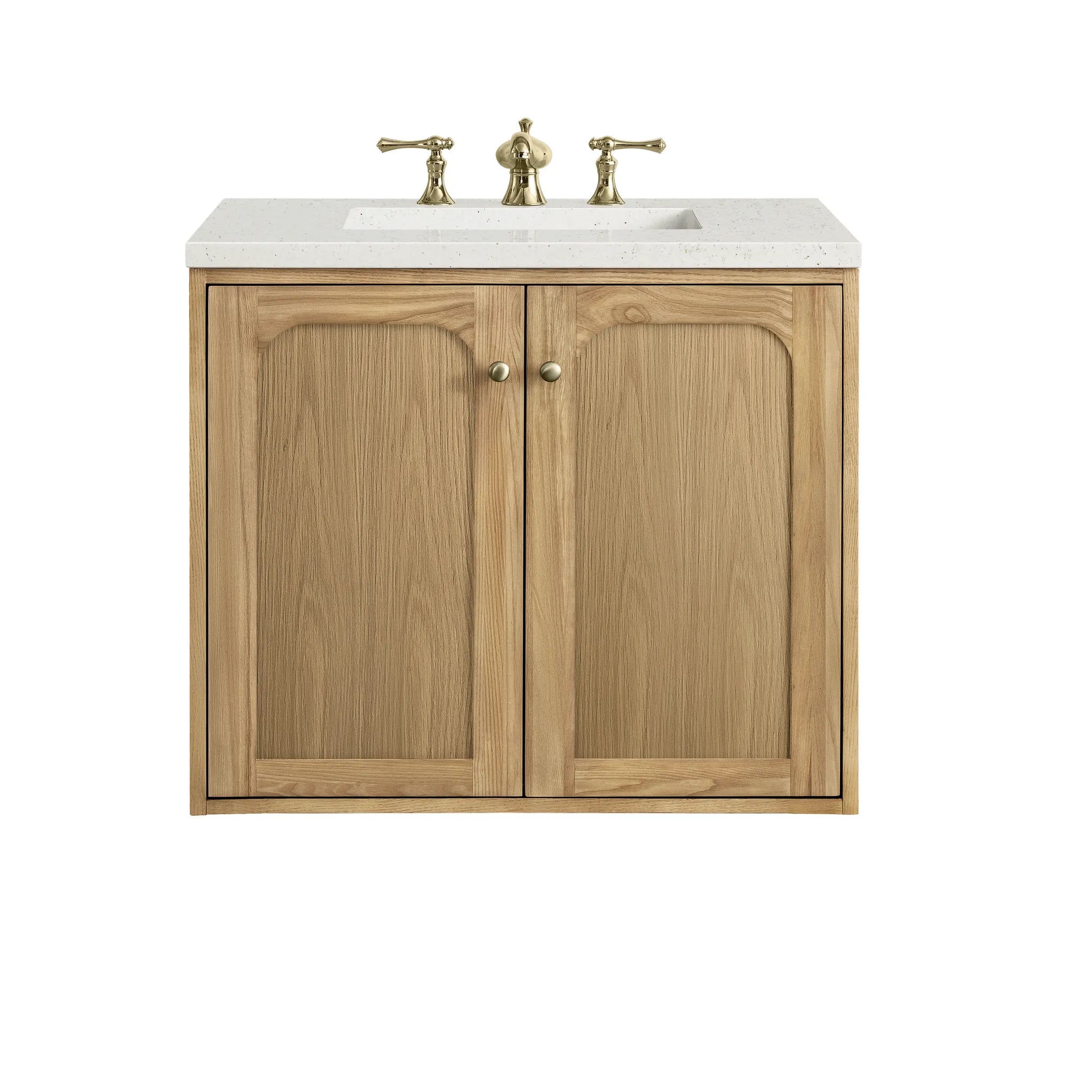 30" Laurent Single Vanity in Light Natural Oak-Lime Delight Silestone-8" Widespread image 1