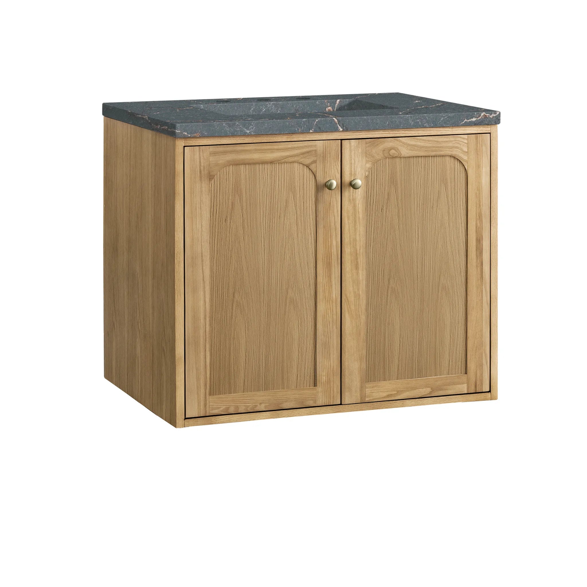30" Laurent Single Vanity in Light Natural Oak-Parisien Bleu Silestone-8" Widespread image 12