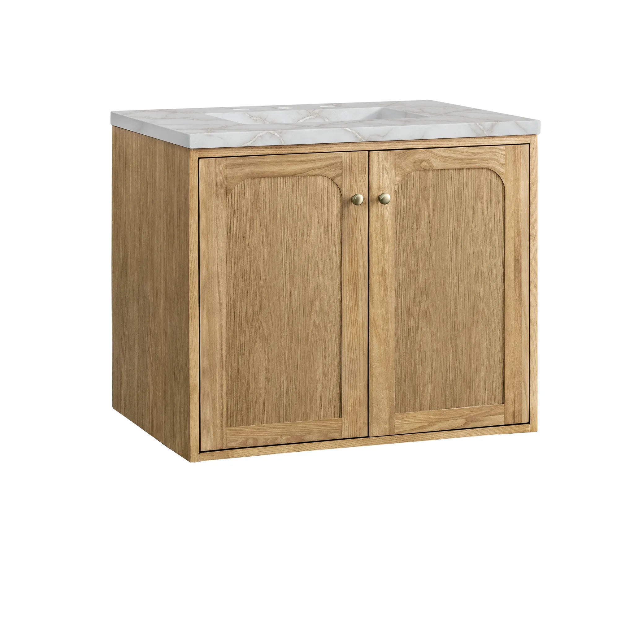 30" Laurent Single Vanity in Light Natural Oak-Victorian Silver Silestone-8" Widespread image 12