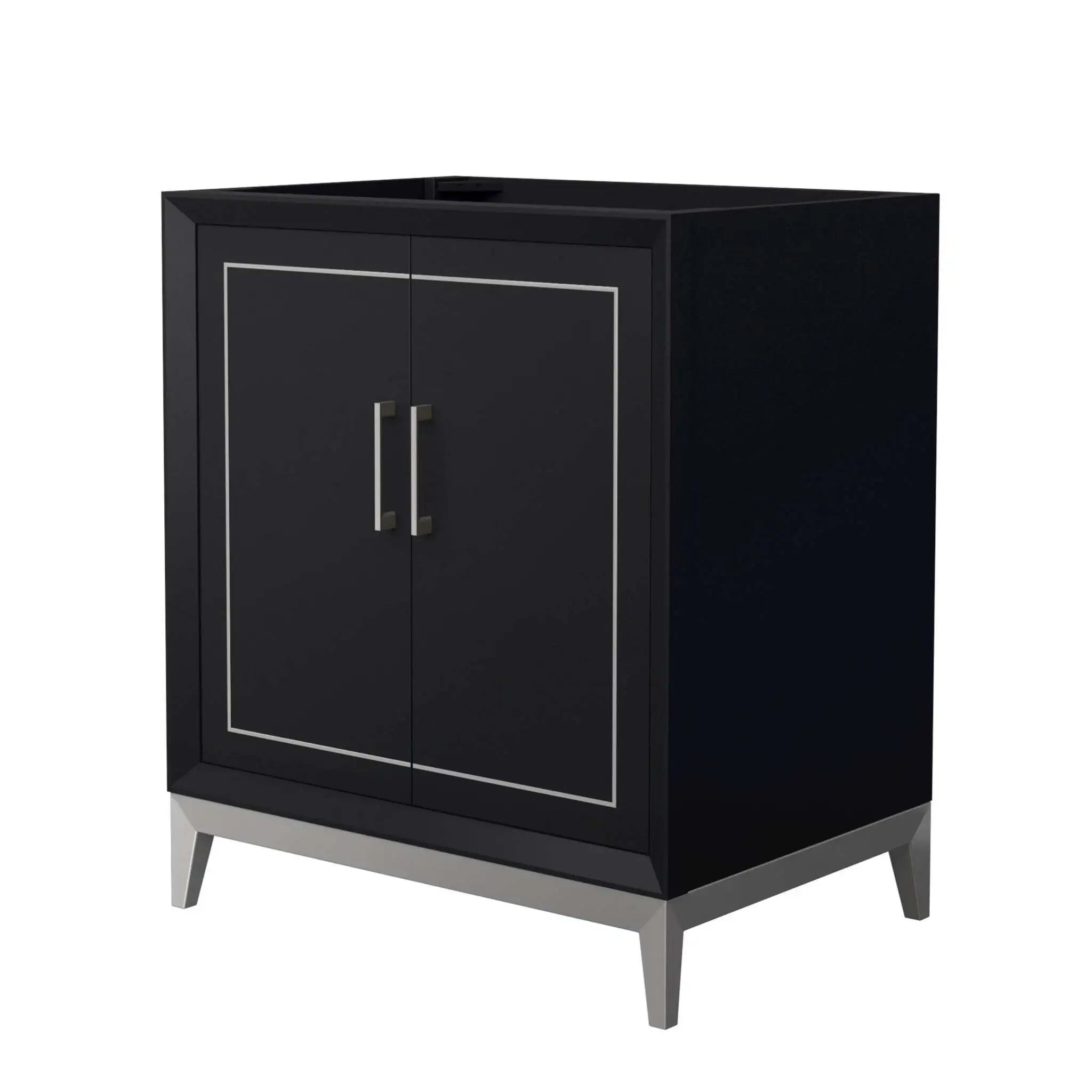 30" Marlena Single Bathroom Vanity in Black with Brushed Nickel Trim by Wyndham