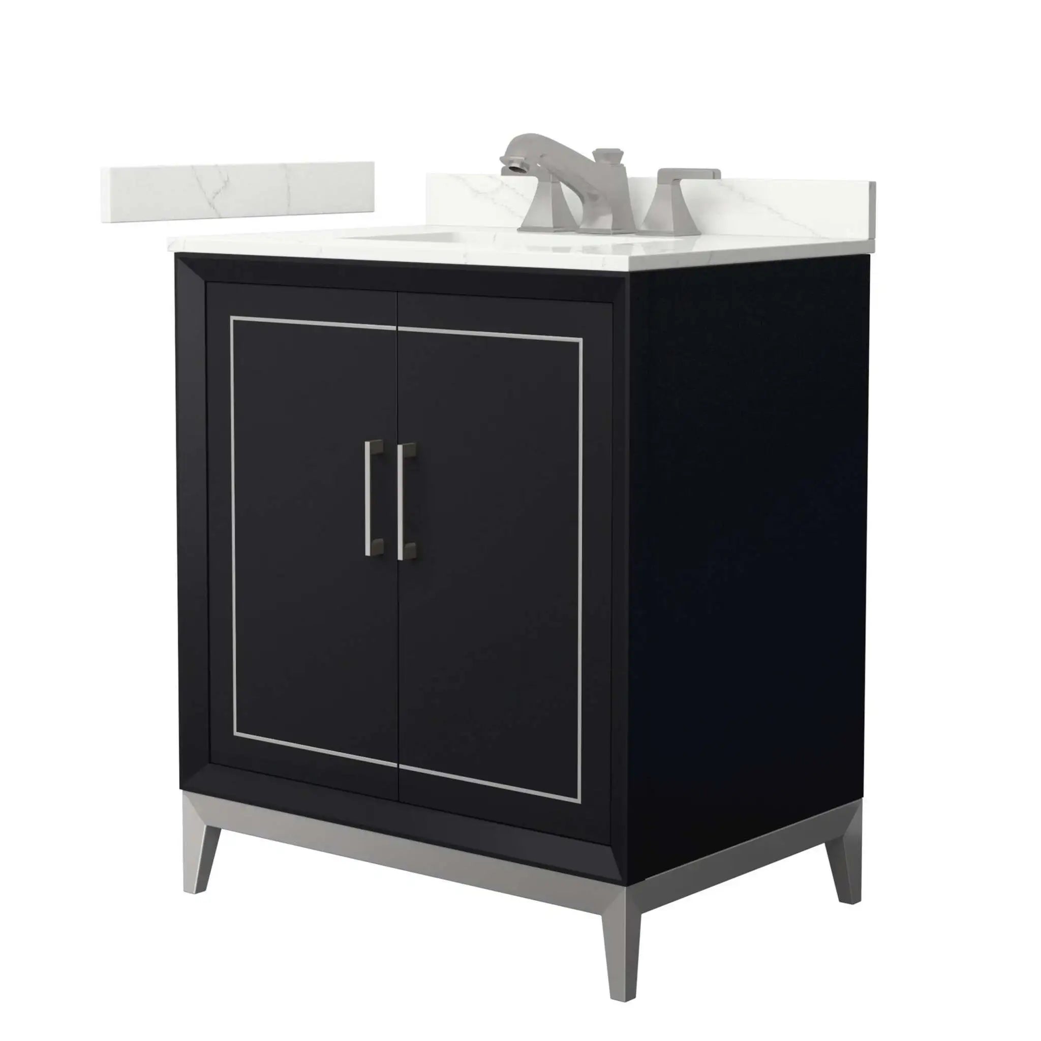 30" Marlena Single Bathroom Vanity in Black with Brushed Nickel Trim by Wyndham