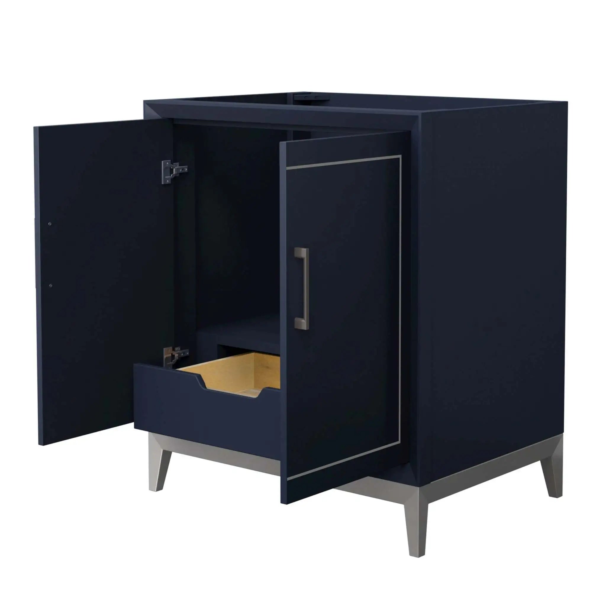 30" Marlena Single Bathroom Vanity in Dark Blue with Brushed Nickel Trim by Wyndham
