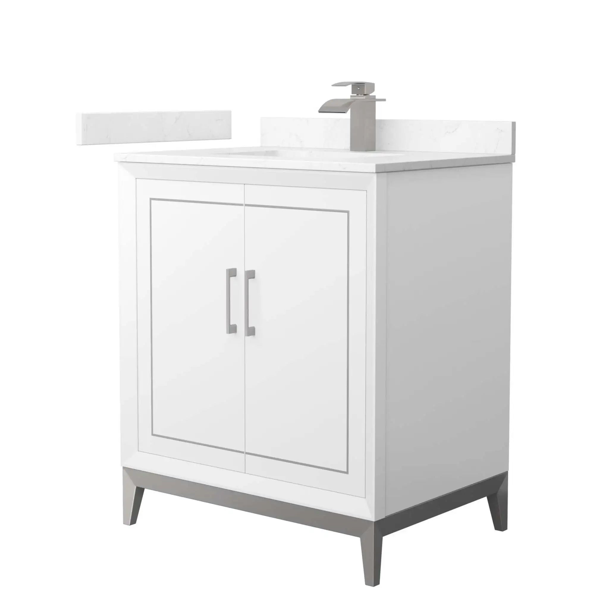30" Marlena Single Bathroom Vanity in White with Brushed Nickel Trim by Wyndham