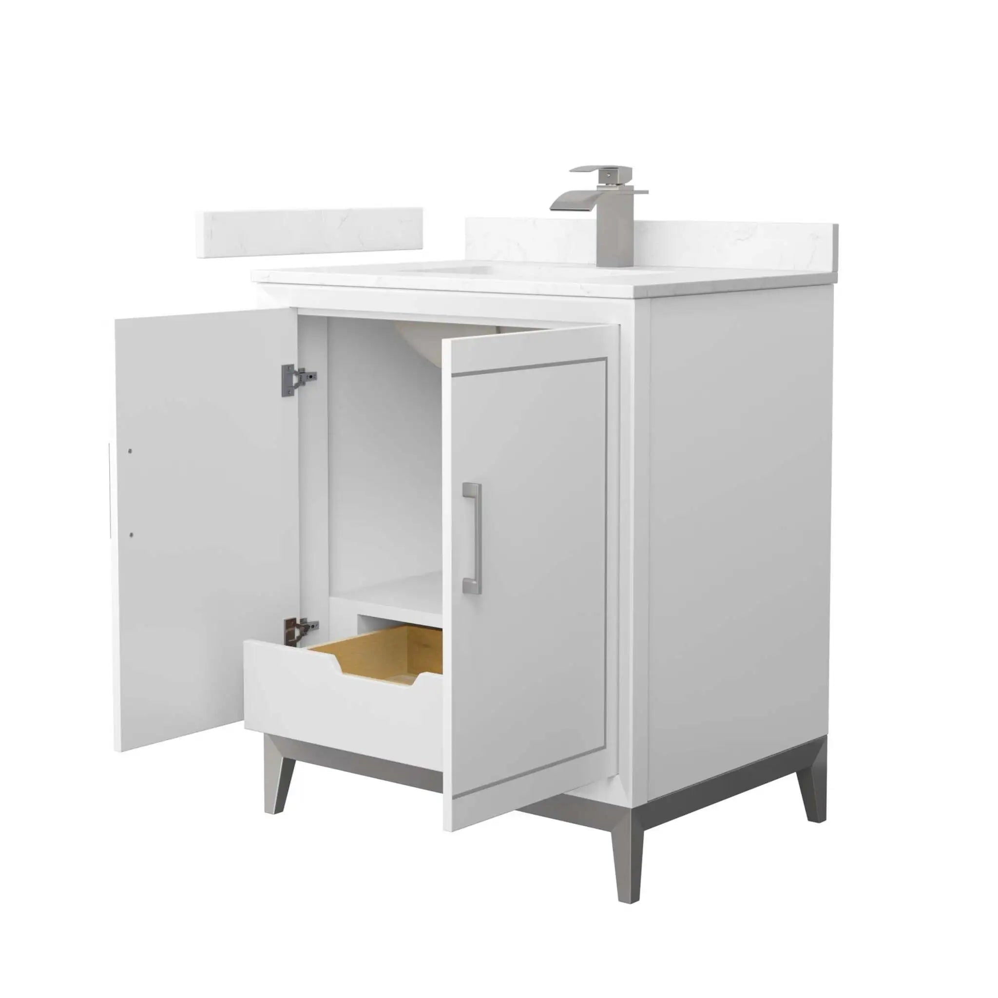 30" Marlena Single Bathroom Vanity in White with Brushed Nickel Trim by Wyndham