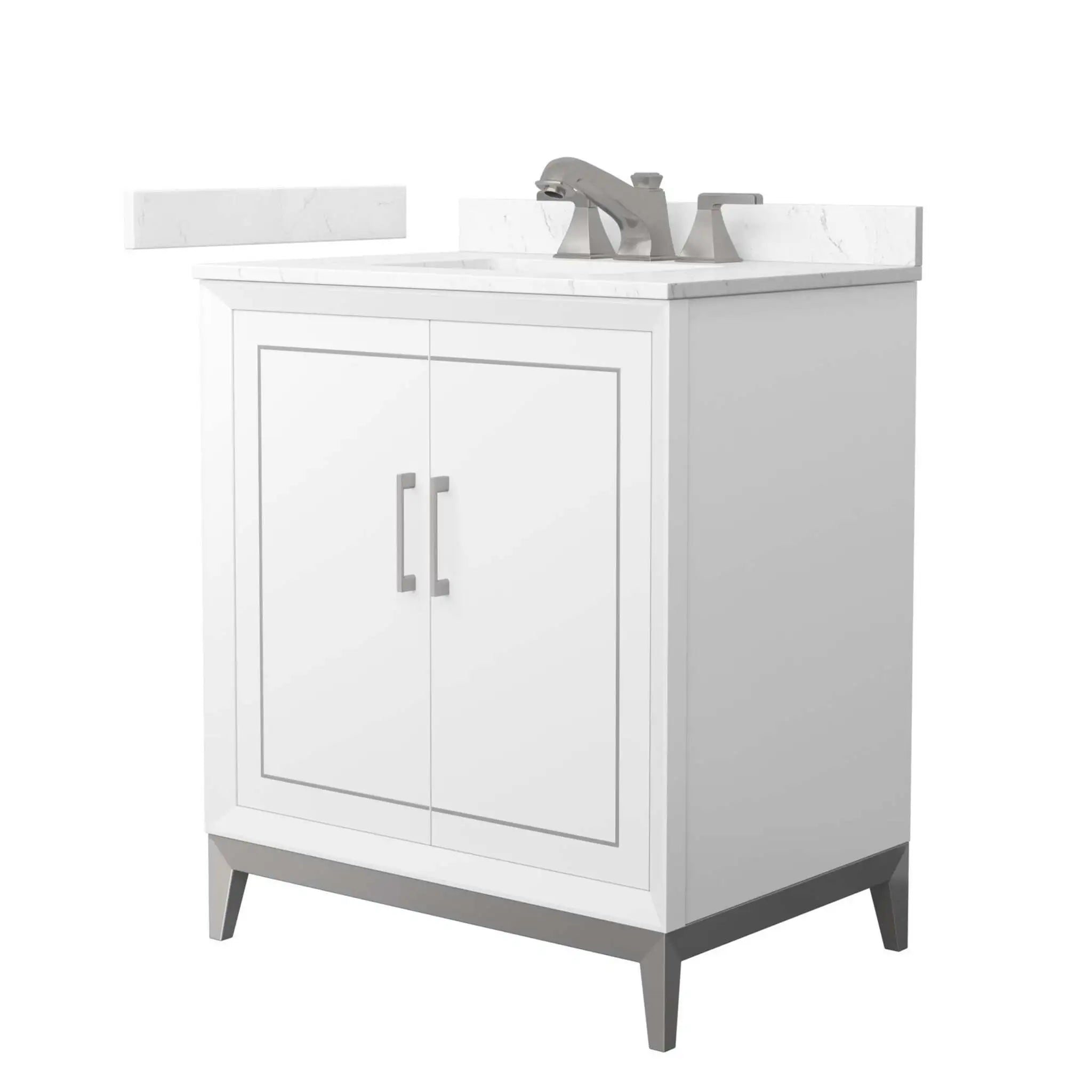 30" Marlena Single Bathroom Vanity in White with Brushed Nickel Trim by Wyndham