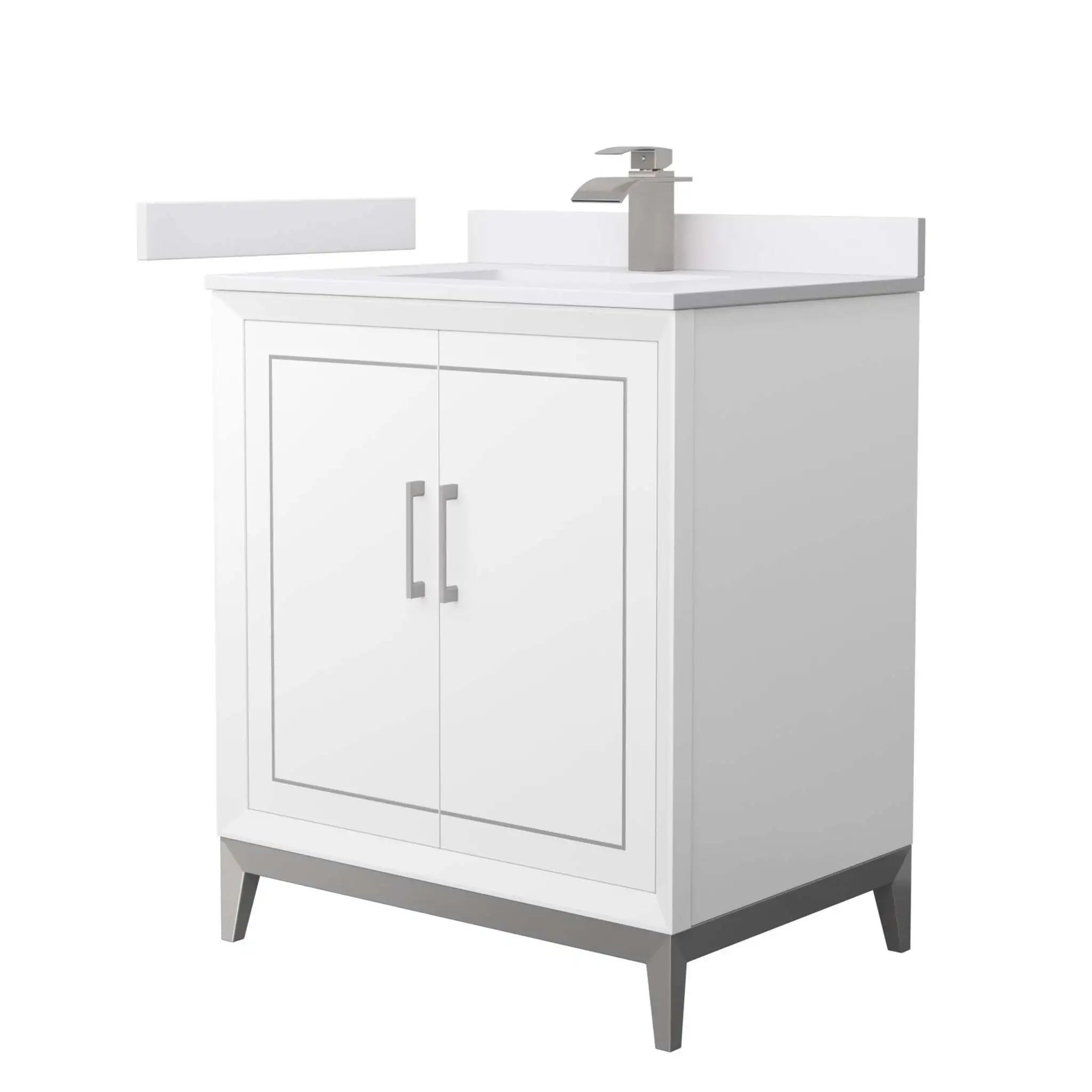 30" Marlena Single Bathroom Vanity in White with Brushed Nickel Trim by Wyndham