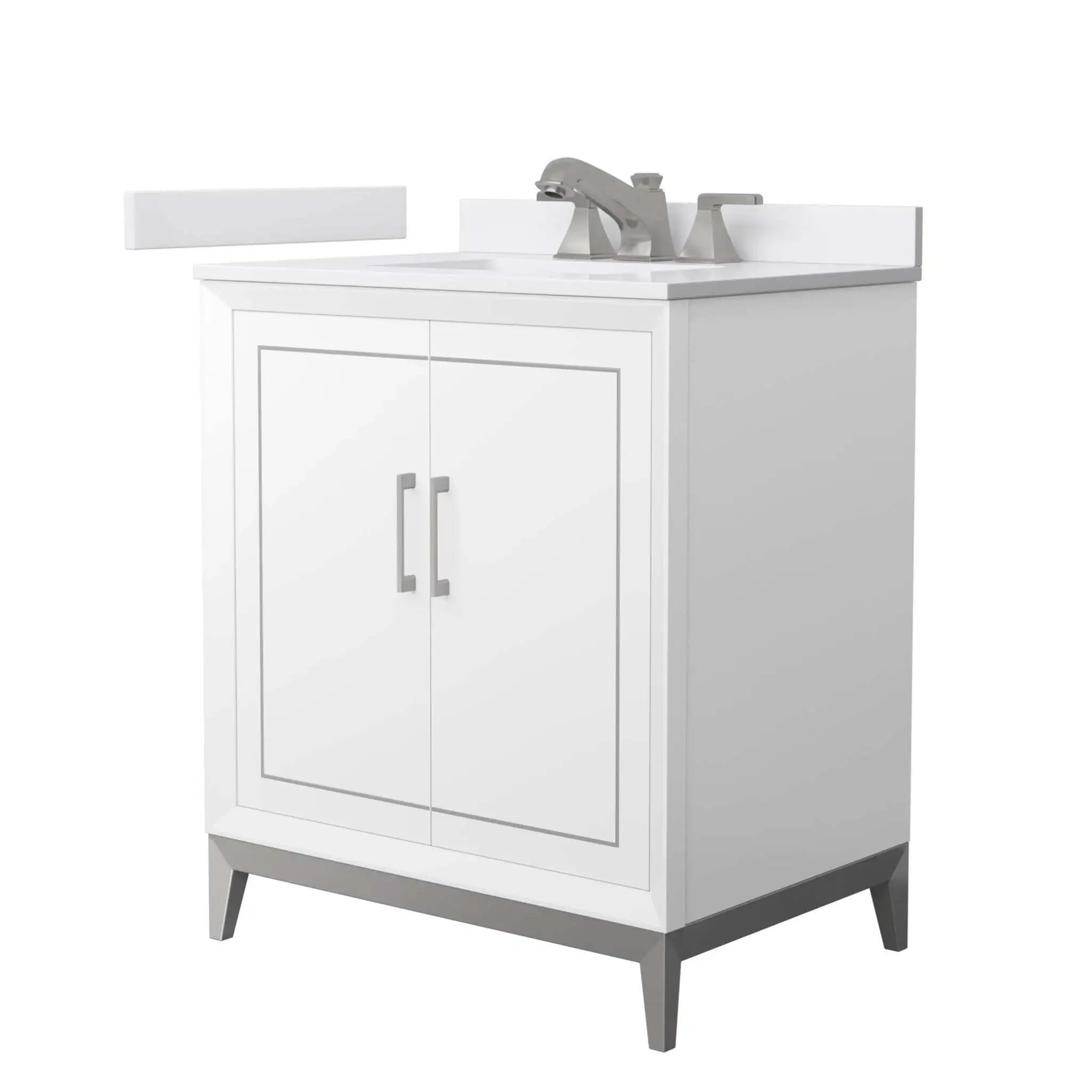 30" Marlena Single Bathroom Vanity in White with Brushed Nickel Trim by Wyndham