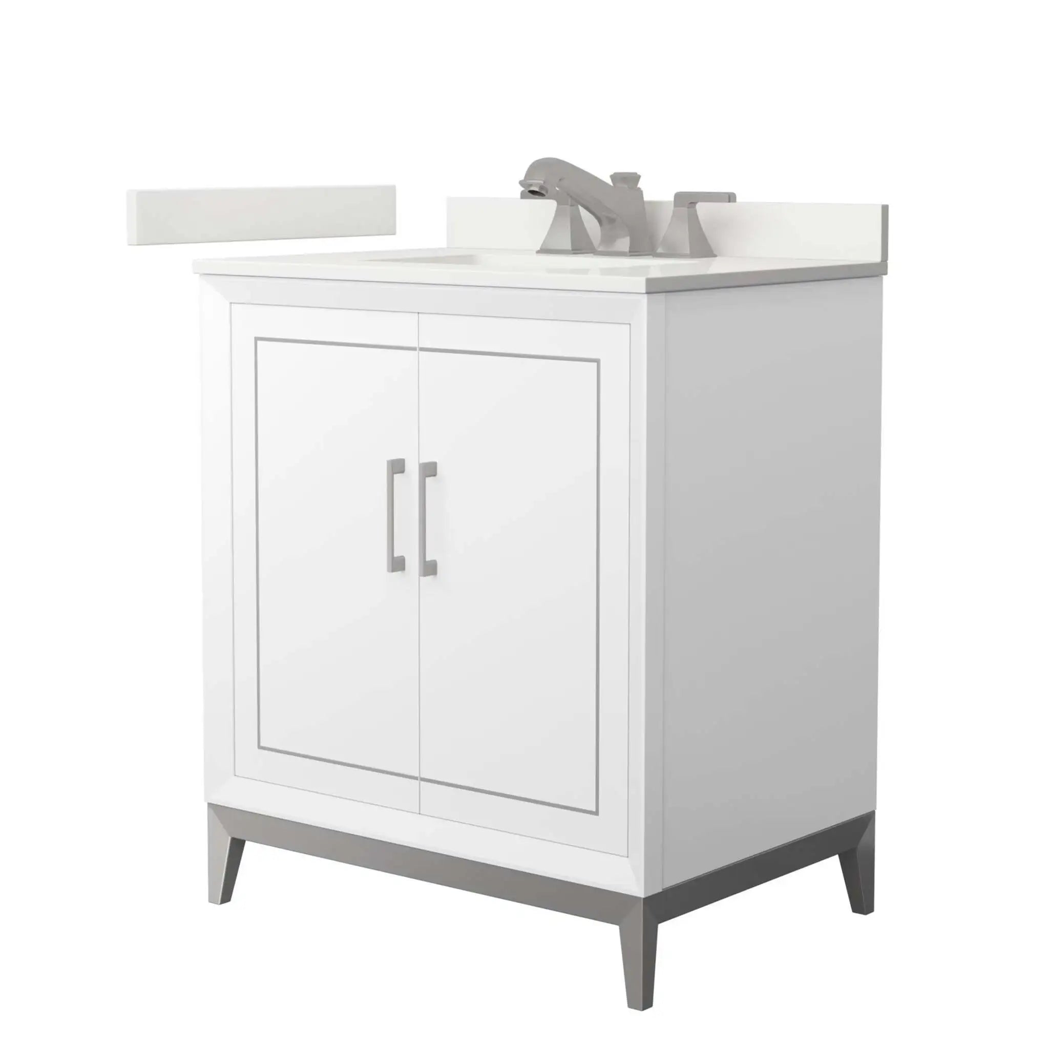 30" Marlena Single Bathroom Vanity in White with Brushed Nickel Trim by Wyndham