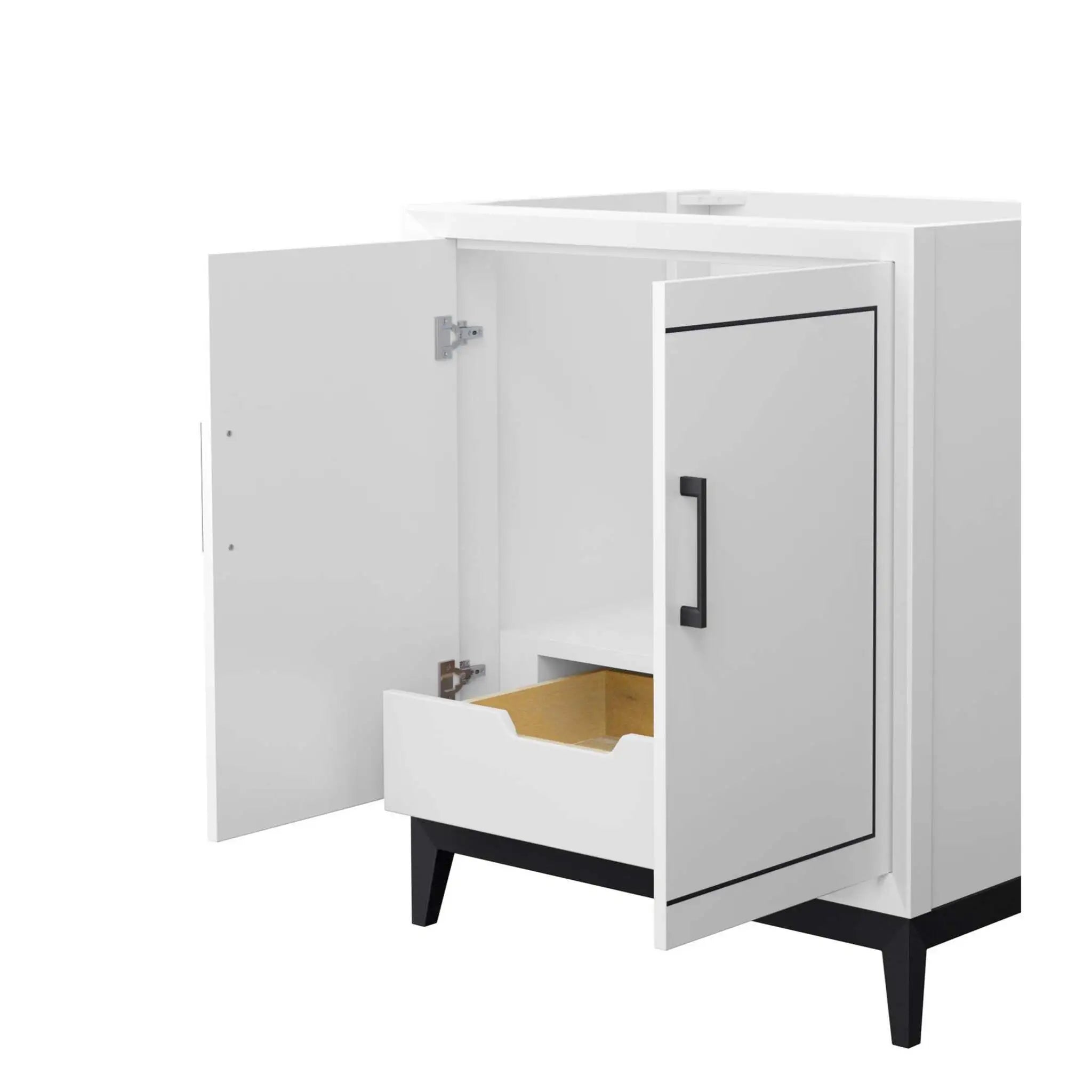 30" Marlena Single Bathroom Vanity in White with Matte Black Trim by Wyndham
