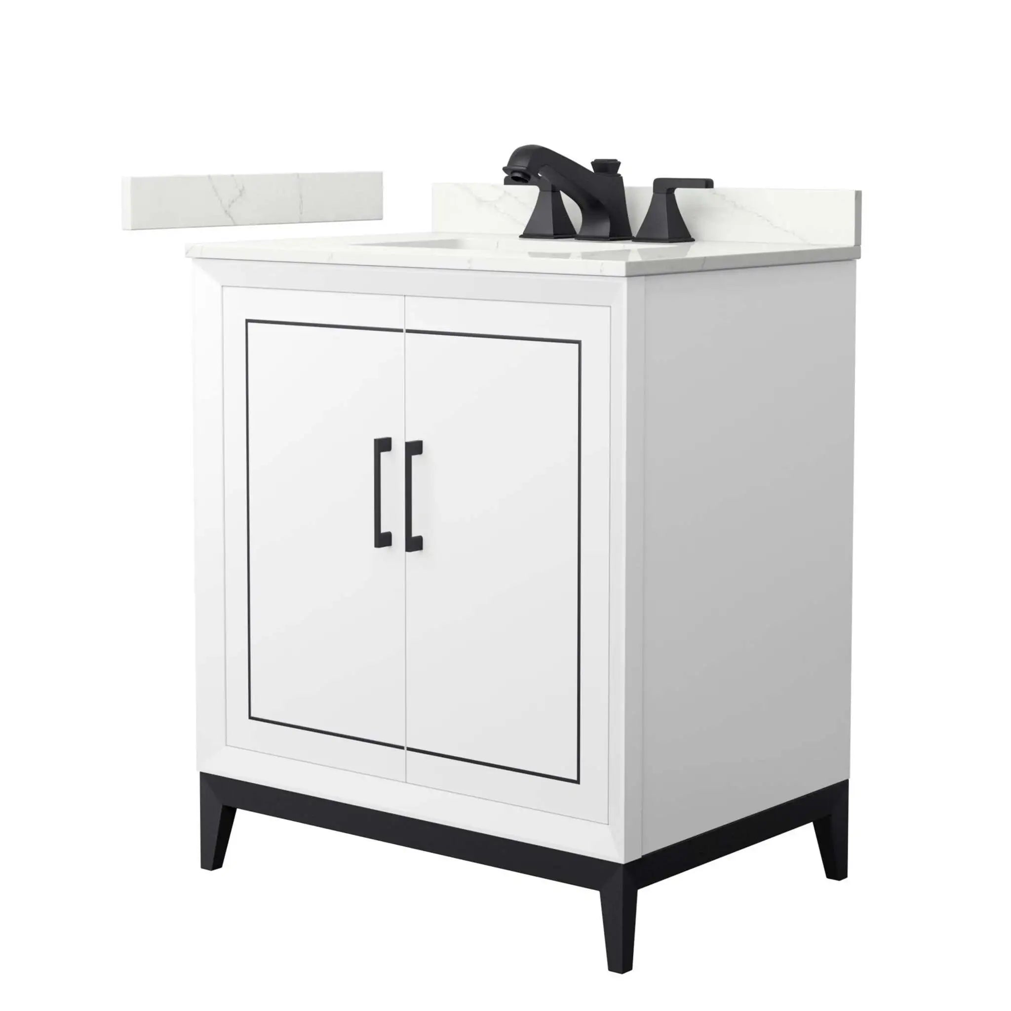 30" Marlena Single Bathroom Vanity in White with Matte Black Trim by Wyndham