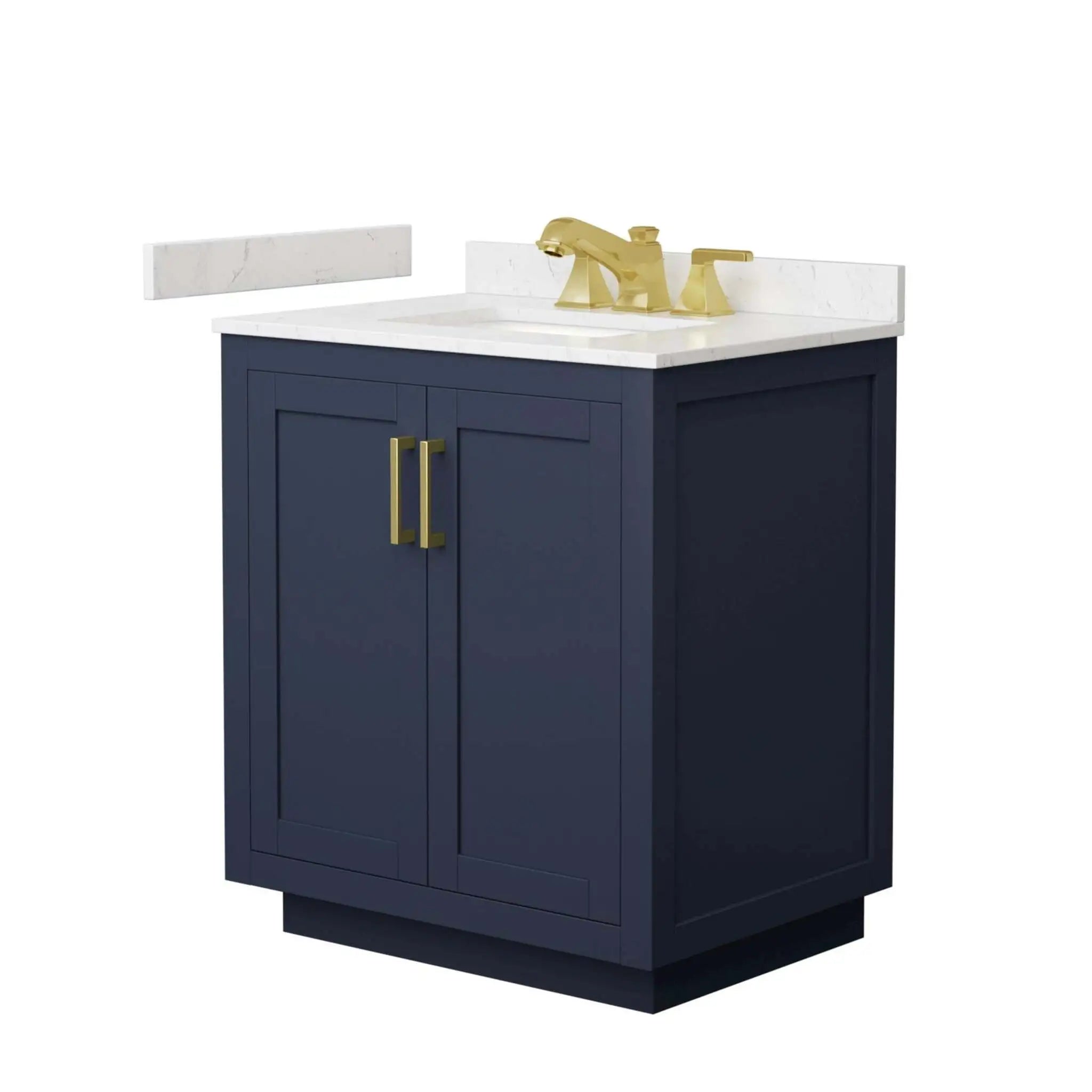 30" Miranda Single Bathroom Vanity in Dark Blue with Brushed Gold Trim by Wyndham