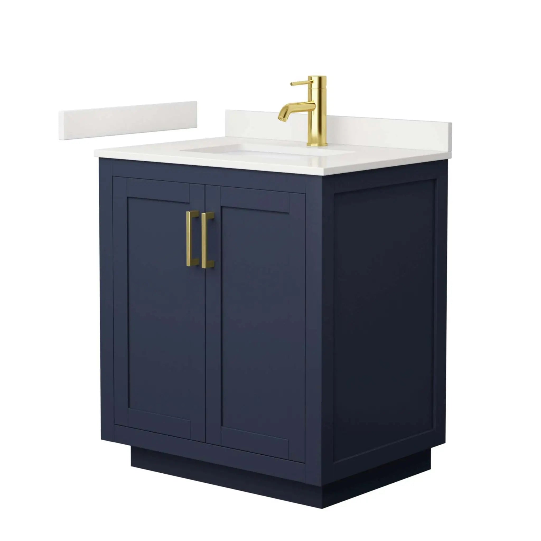 30" Miranda Single Bathroom Vanity in Dark Blue with Brushed Gold Trim by Wyndham