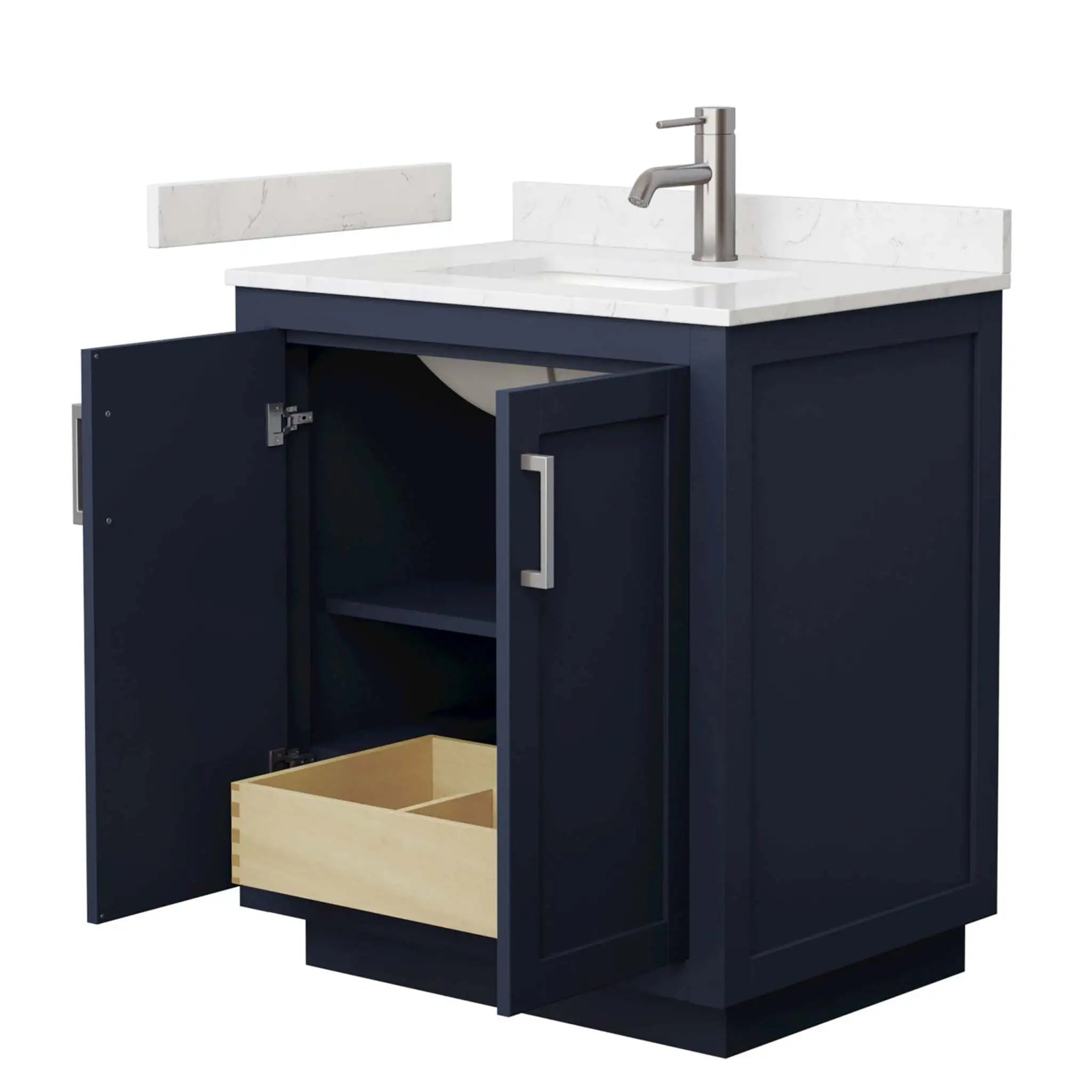 30" Miranda Single Bathroom Vanity in Dark Blue with Brushed Nickel Trim by Wyndham