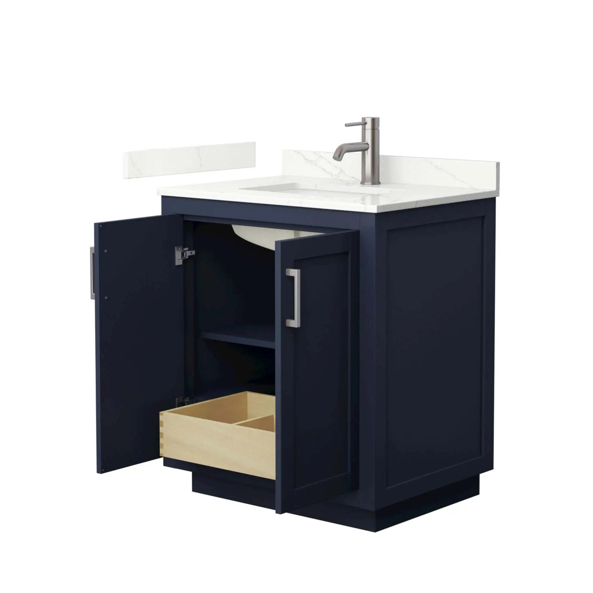 30" Miranda Single Bathroom Vanity in Dark Blue with Brushed Nickel Trim by Wyndham