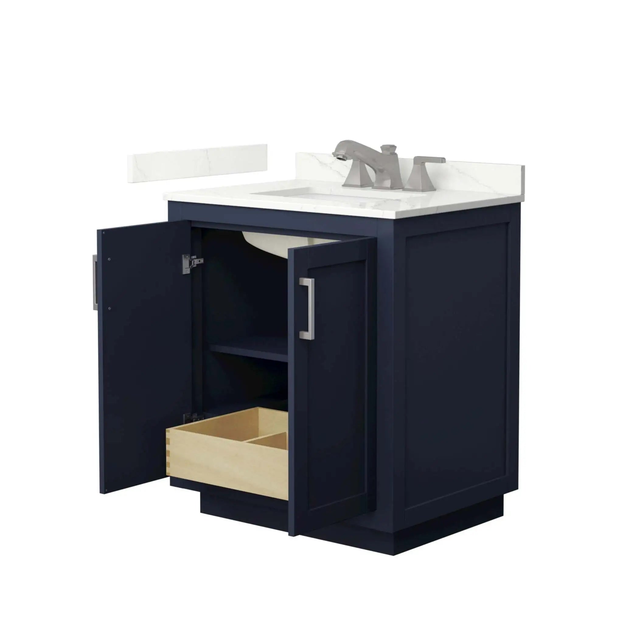30" Miranda Single Bathroom Vanity in Dark Blue with Brushed Nickel Trim by Wyndham