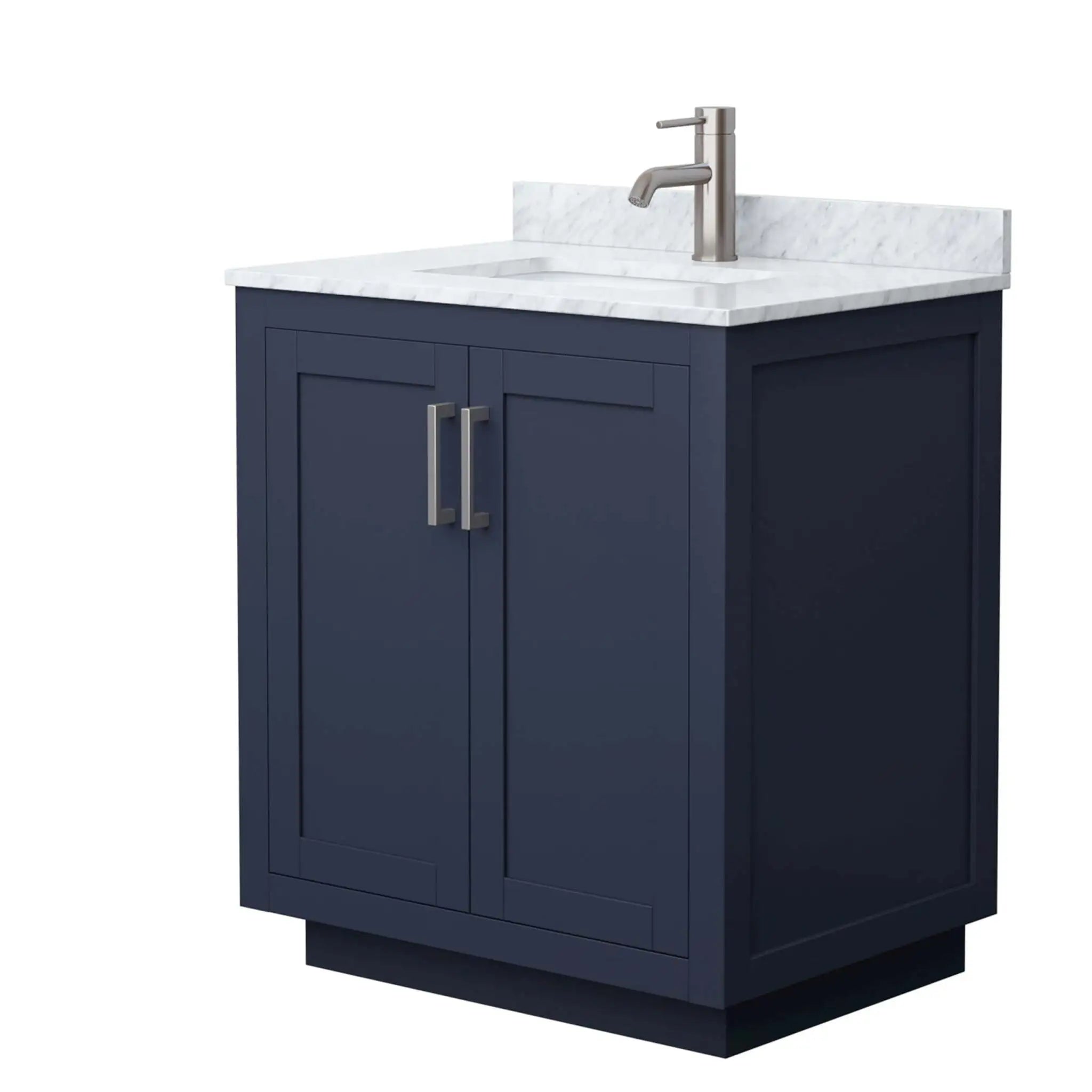 30" Miranda Single Bathroom Vanity in Dark Blue with Brushed Nickel Trim by Wyndham