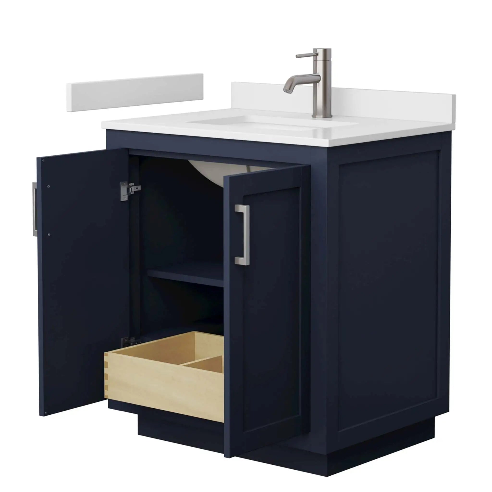 30" Miranda Single Bathroom Vanity in Dark Blue with Brushed Nickel Trim by Wyndham