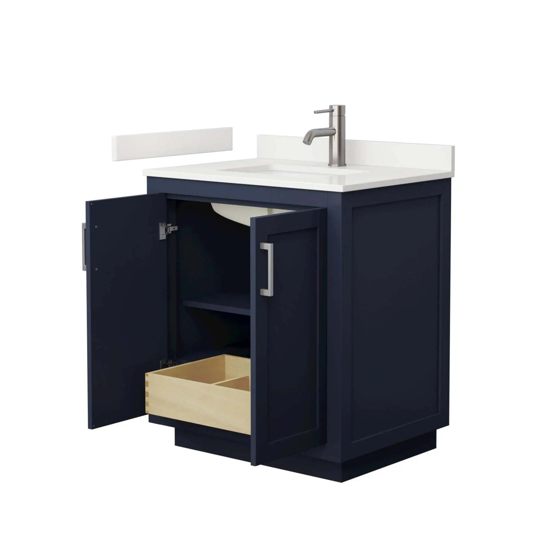 30" Miranda Single Bathroom Vanity in Dark Blue with Brushed Nickel Trim by Wyndham