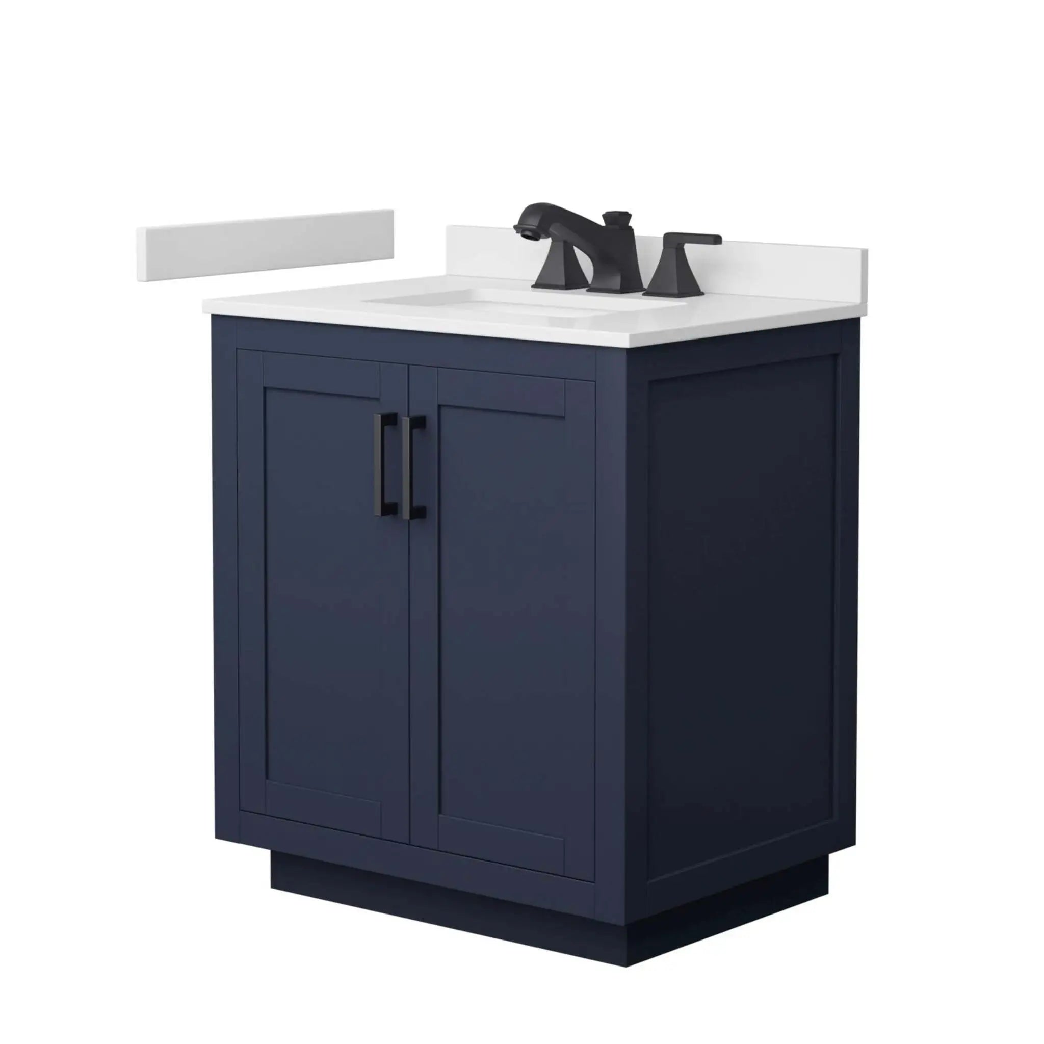 30" Miranda Single Bathroom Vanity in Dark Blue with Matte Black Trim by Wyndham