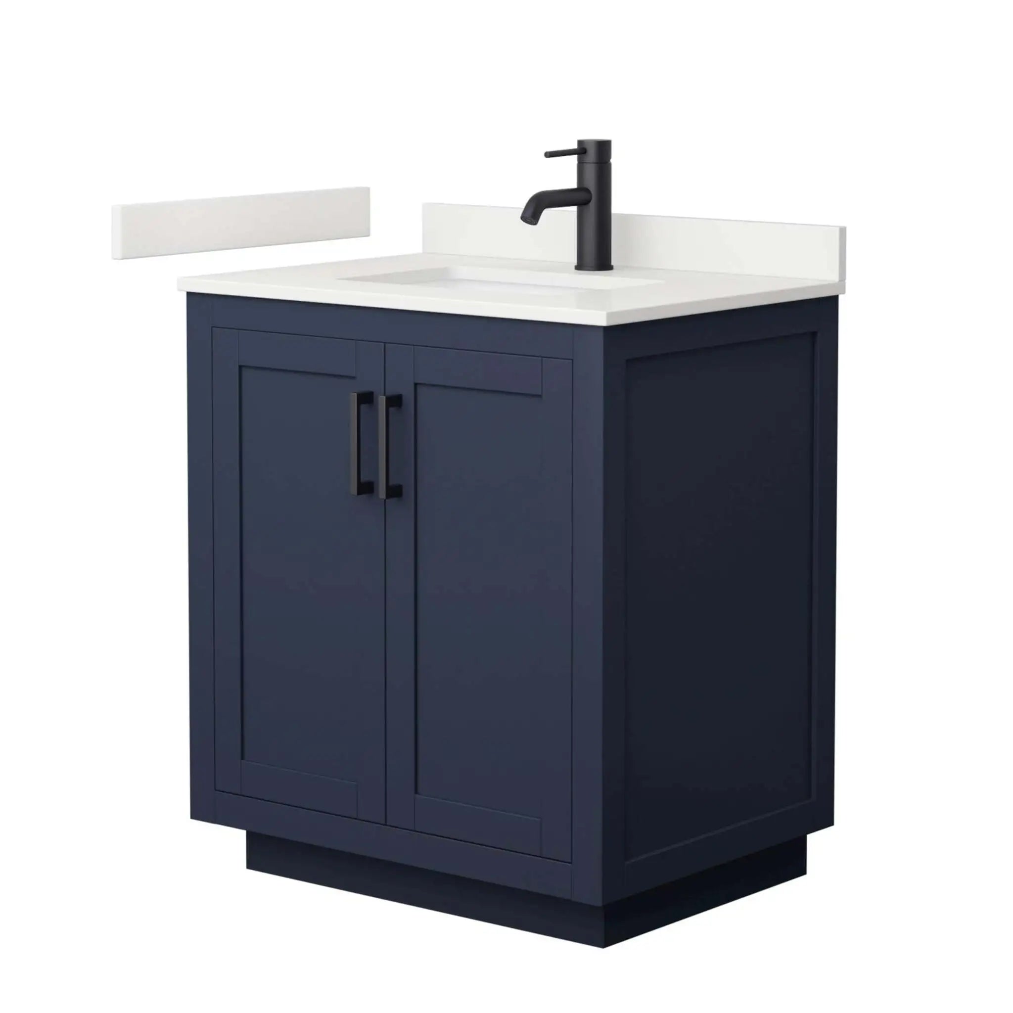 30" Miranda Single Bathroom Vanity in Dark Blue with Matte Black Trim by Wyndham
