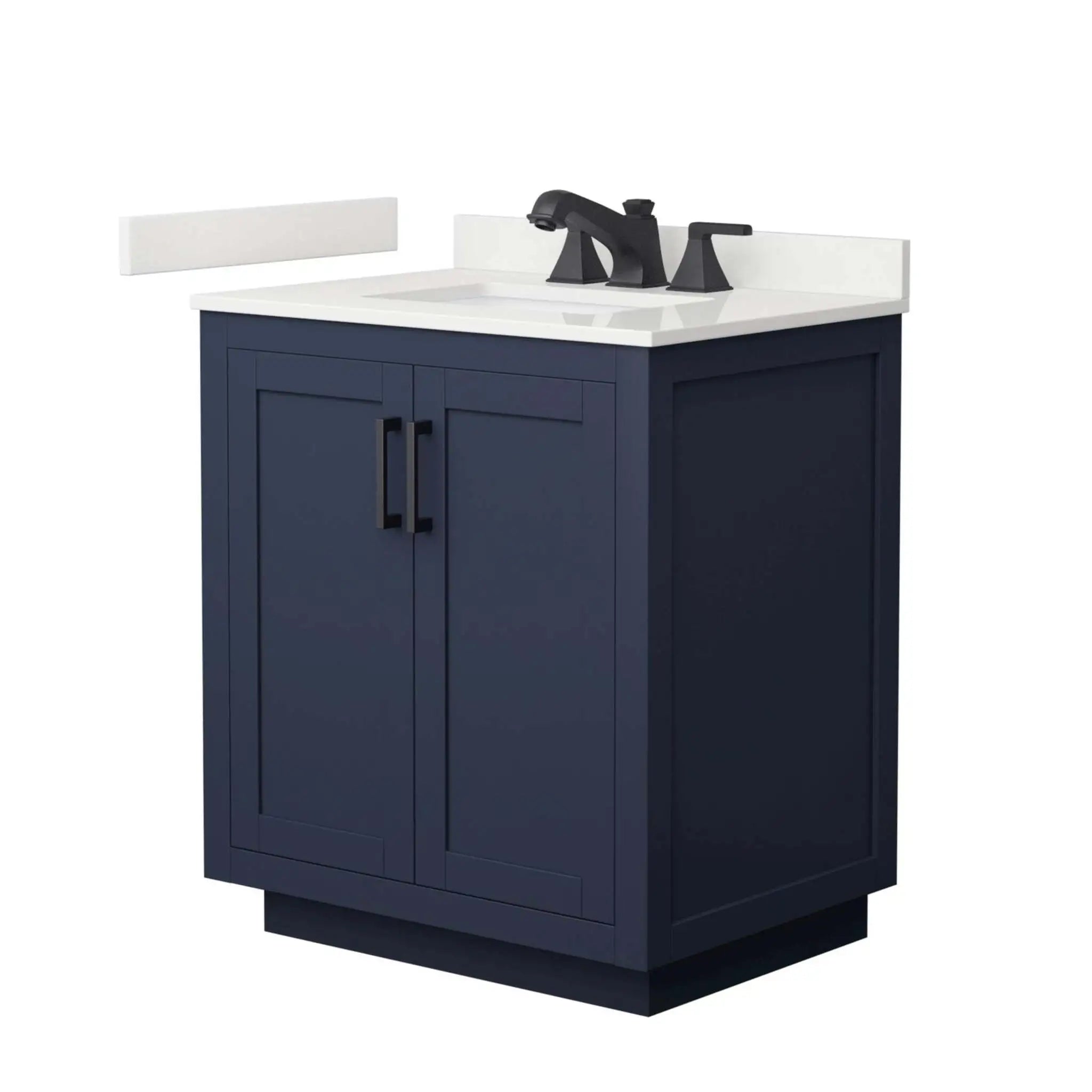 30" Miranda Single Bathroom Vanity in Dark Blue with Matte Black Trim by Wyndham