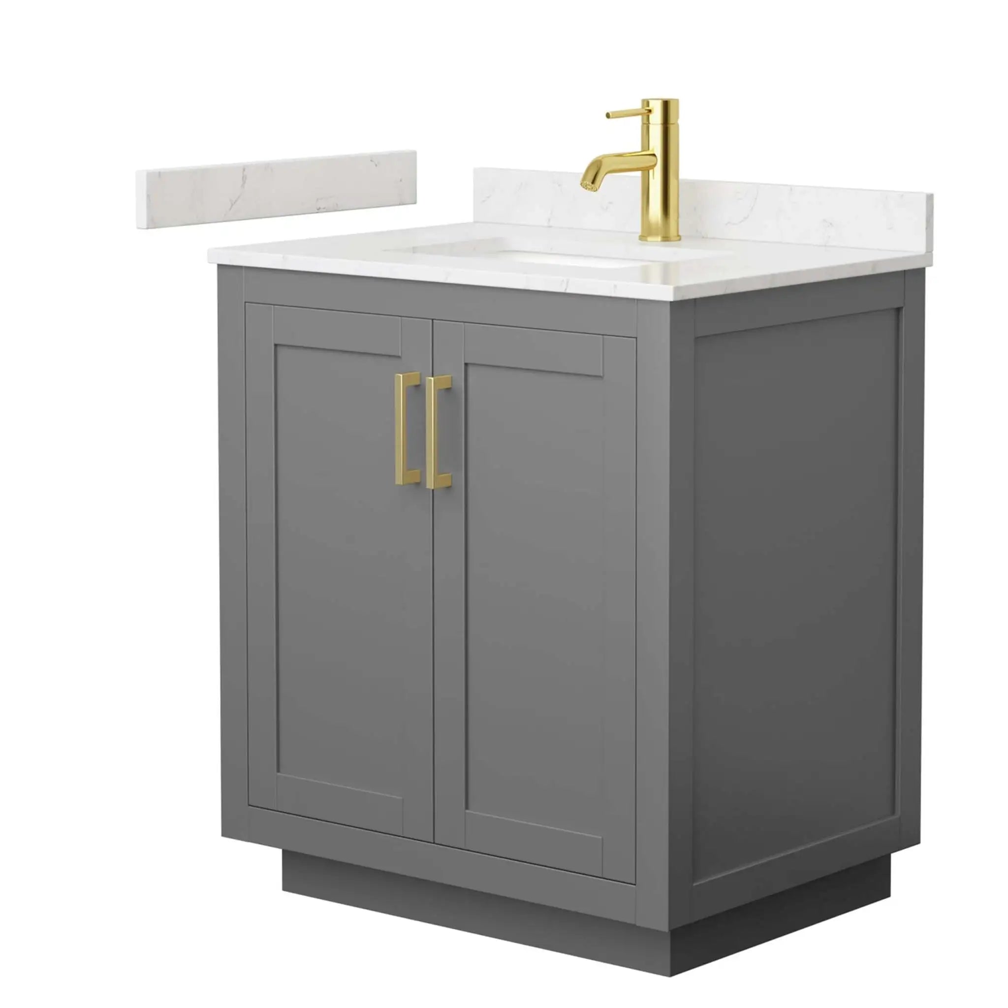 30" Miranda Single Bathroom Vanity in Dark Gray with Brushed Gold Trim by Wyndham