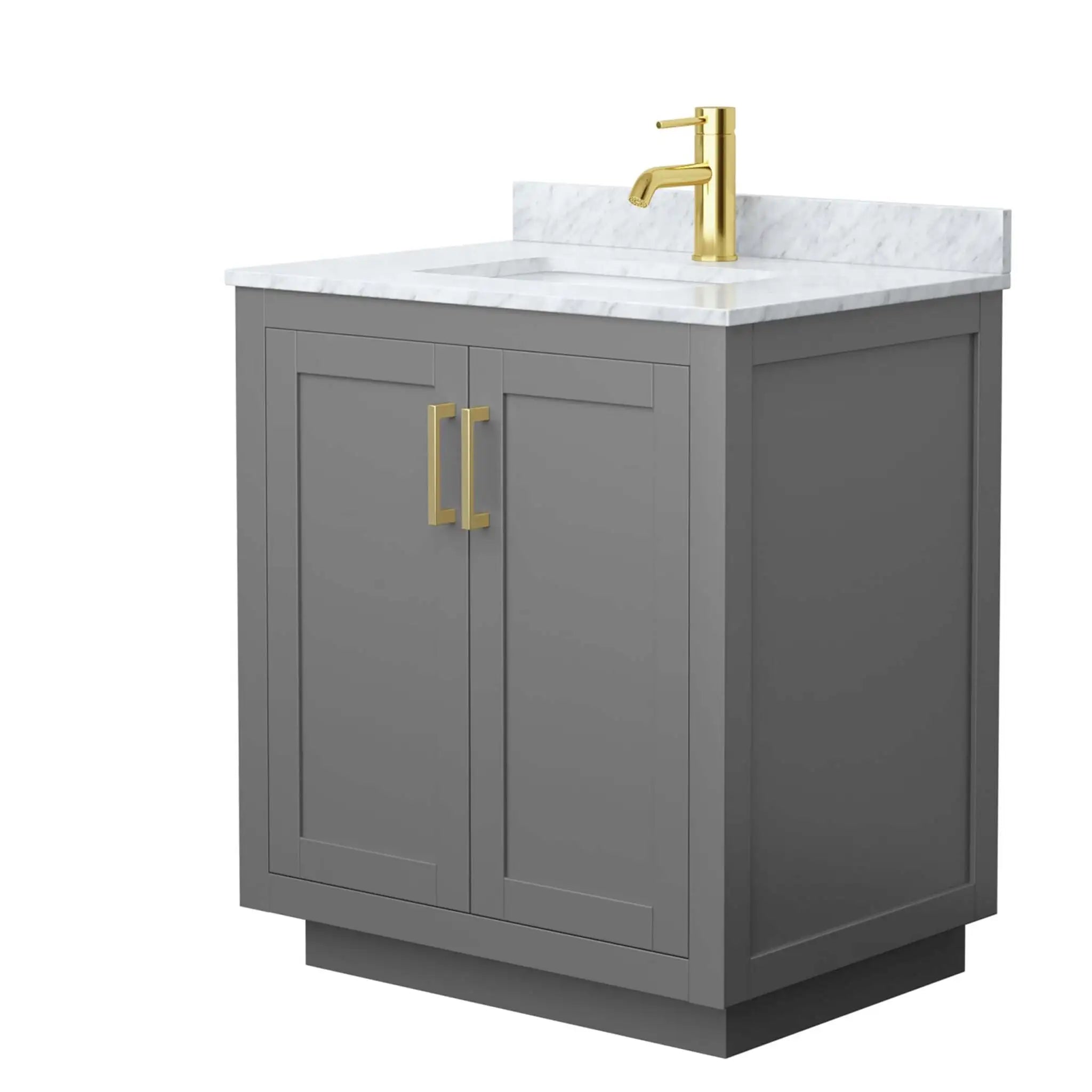 30" Miranda Single Bathroom Vanity in Dark Gray with Brushed Gold Trim by Wyndham
