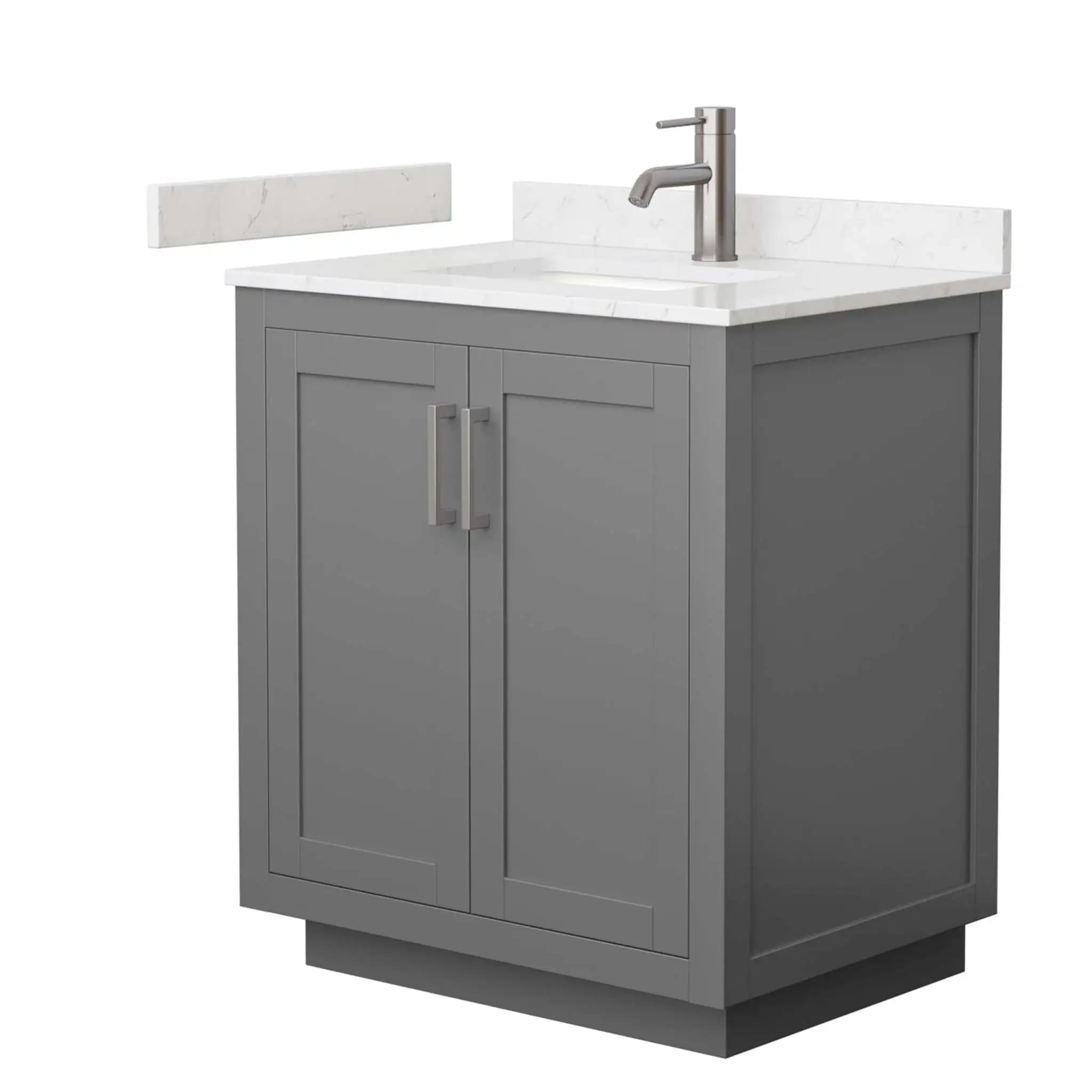 30" Miranda Single Bathroom Vanity in Dark Gray with Brushed Nickel Trim by Wyndham