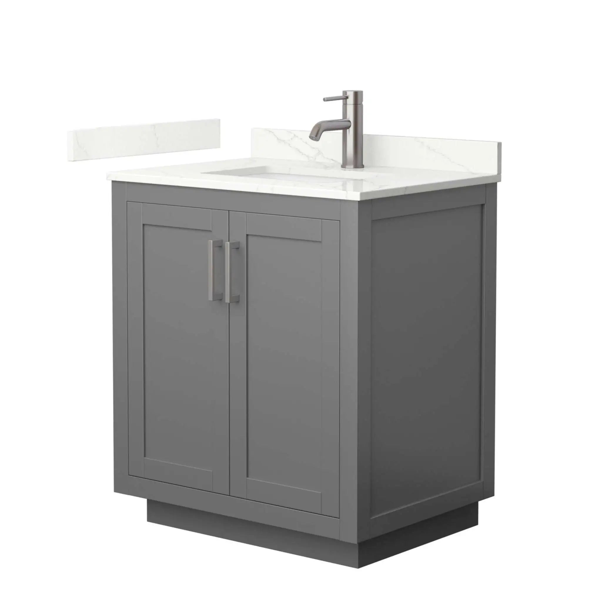30" Miranda Single Bathroom Vanity in Dark Gray with Brushed Nickel Trim by Wyndham