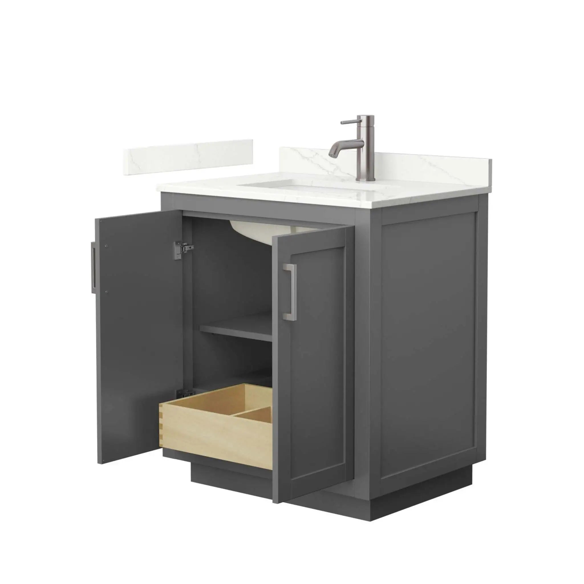 30" Miranda Single Bathroom Vanity in Dark Gray with Brushed Nickel Trim by Wyndham