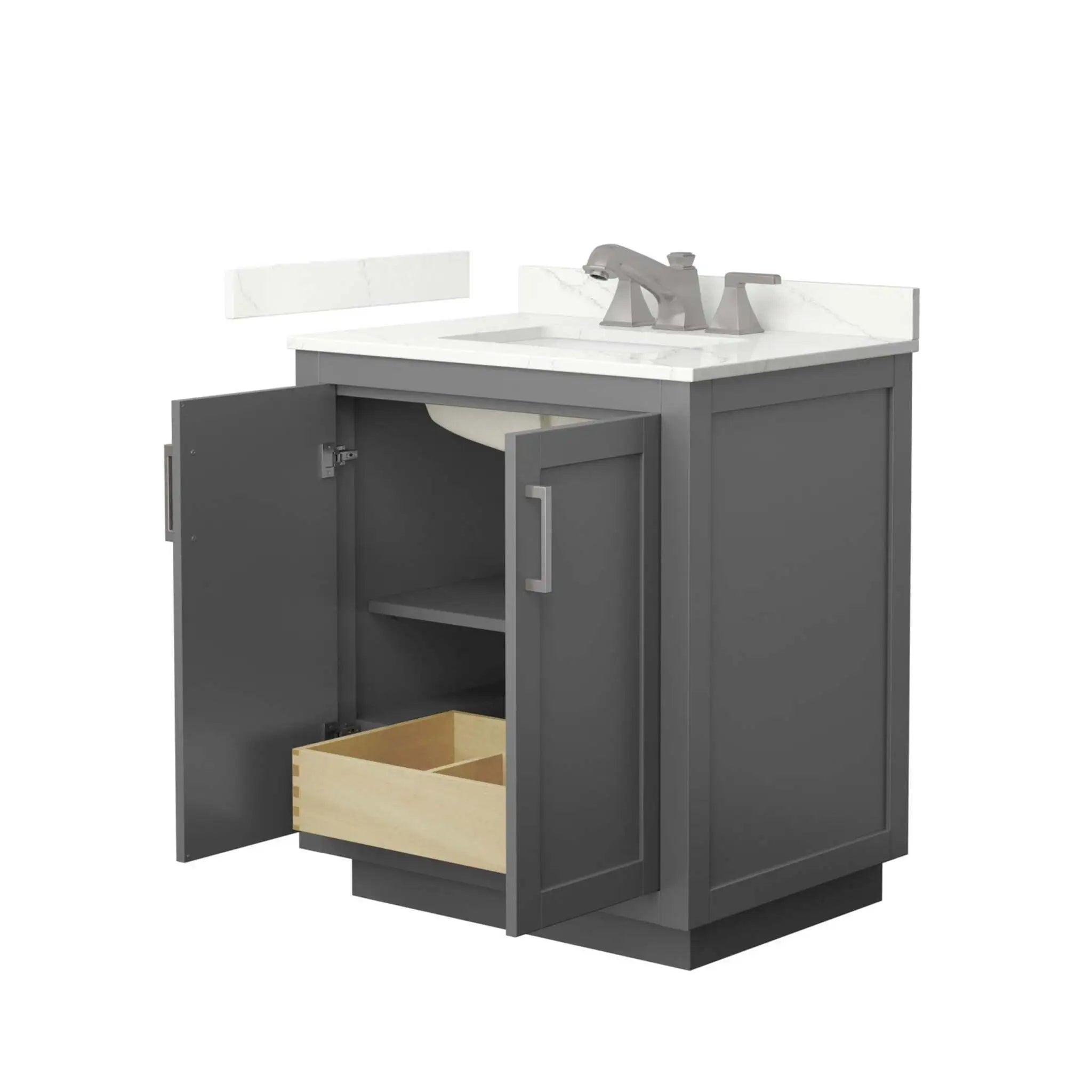 30" Miranda Single Bathroom Vanity in Dark Gray with Brushed Nickel Trim by Wyndham