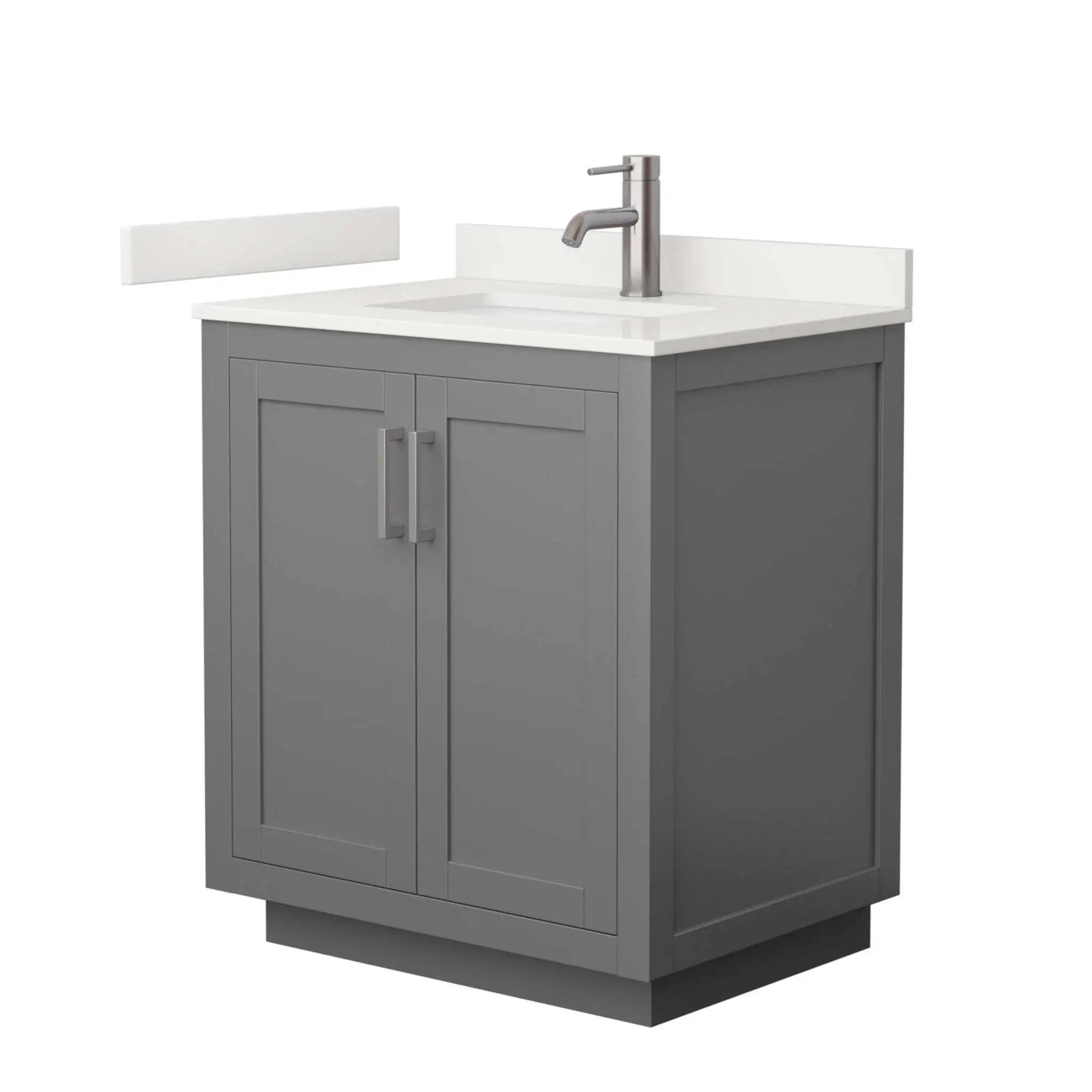 30" Miranda Single Bathroom Vanity in Dark Gray with Brushed Nickel Trim by Wyndham