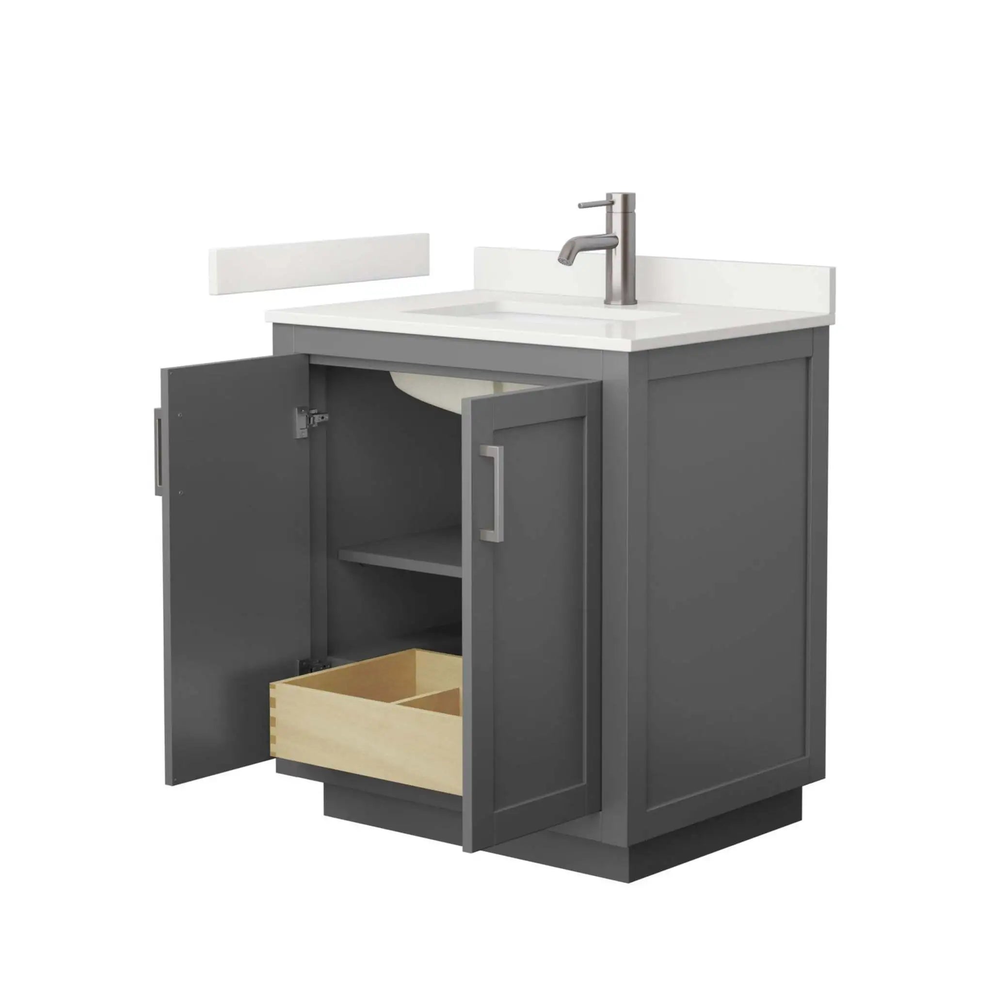 30" Miranda Single Bathroom Vanity in Dark Gray with Brushed Nickel Trim by Wyndham