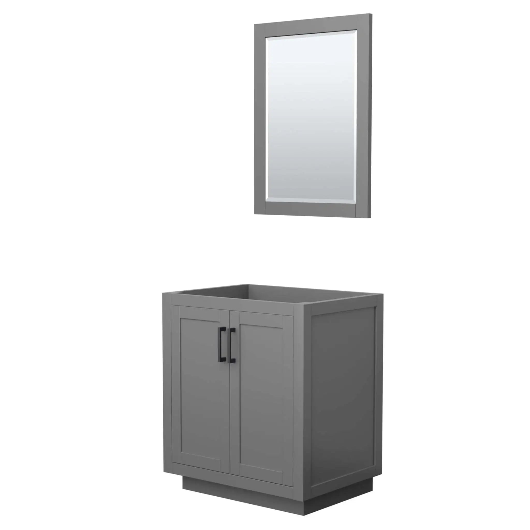 30" Miranda Single Bathroom Vanity in Dark Gray with Matte Black Trim & 24" Mirror by Wyndham