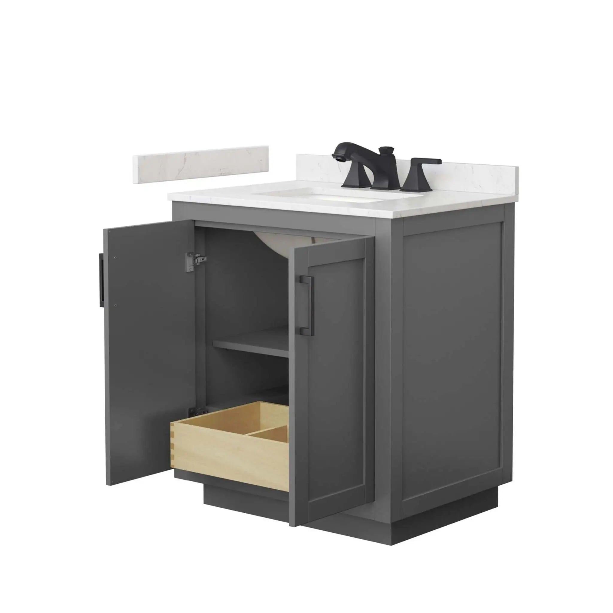 30" Miranda Single Bathroom Vanity in Dark Gray with Matte Black Trim by Wyndham