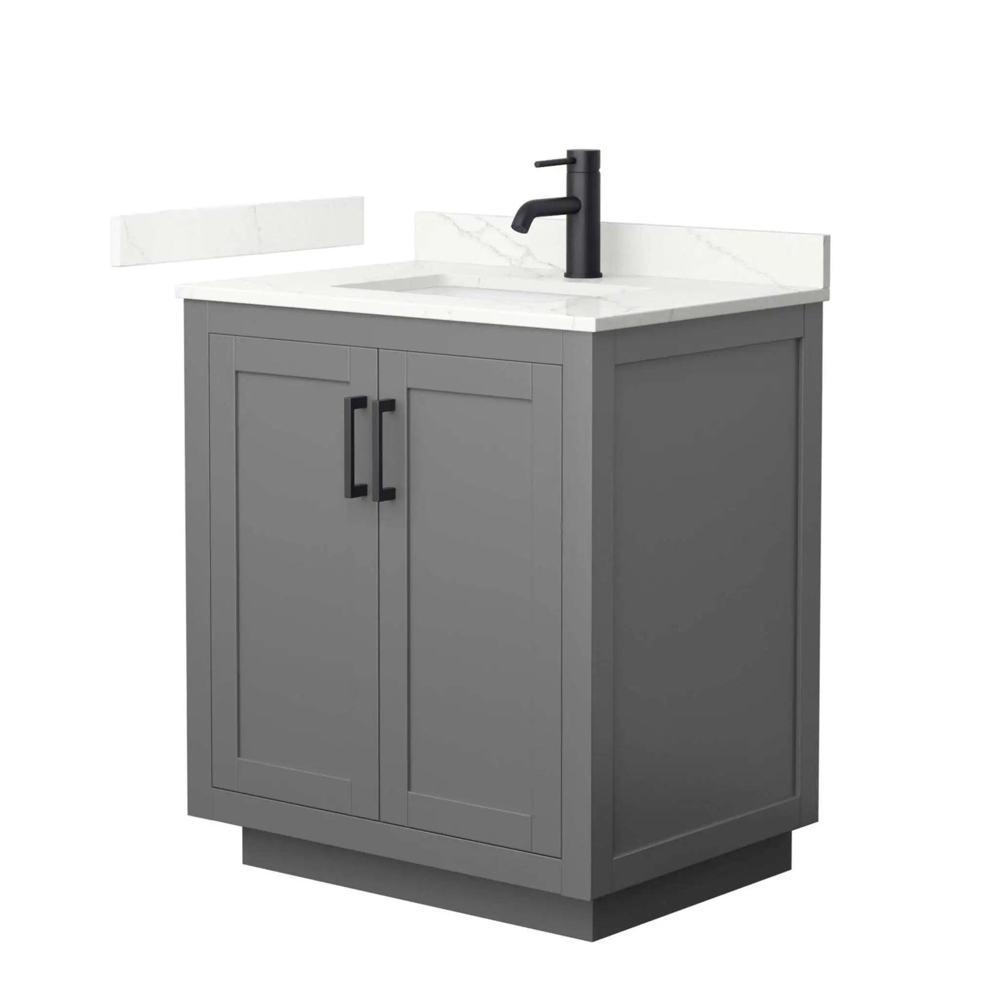 30" Miranda Single Bathroom Vanity in Dark Gray with Matte Black Trim by Wyndham