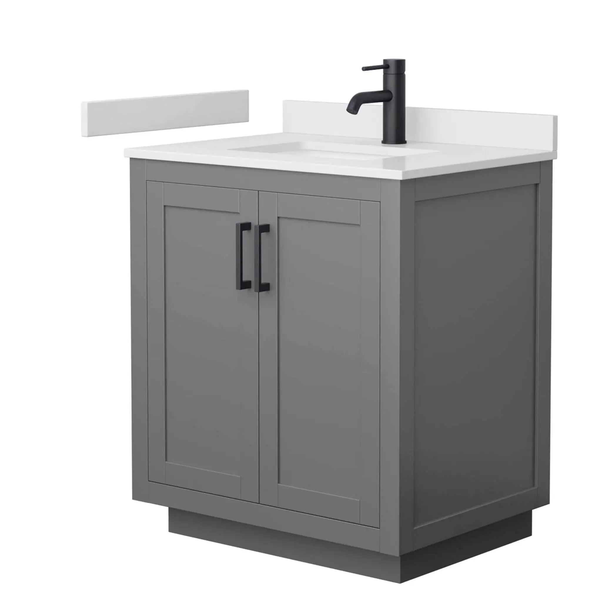30" Miranda Single Bathroom Vanity in Dark Gray with Matte Black Trim by Wyndham